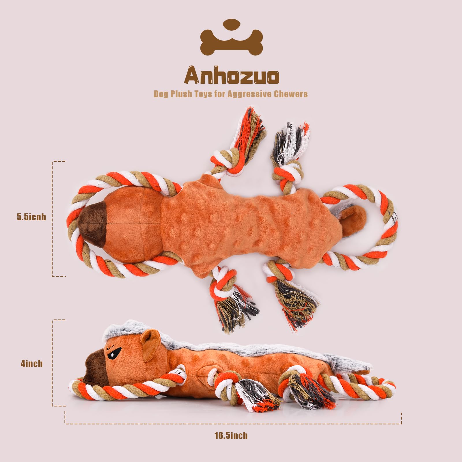 Durable Squeaky Dog Toys for Small, Medium & Large Dogs - Tough Chew & Tug of War Play for Indoor & Outdoor Fun
