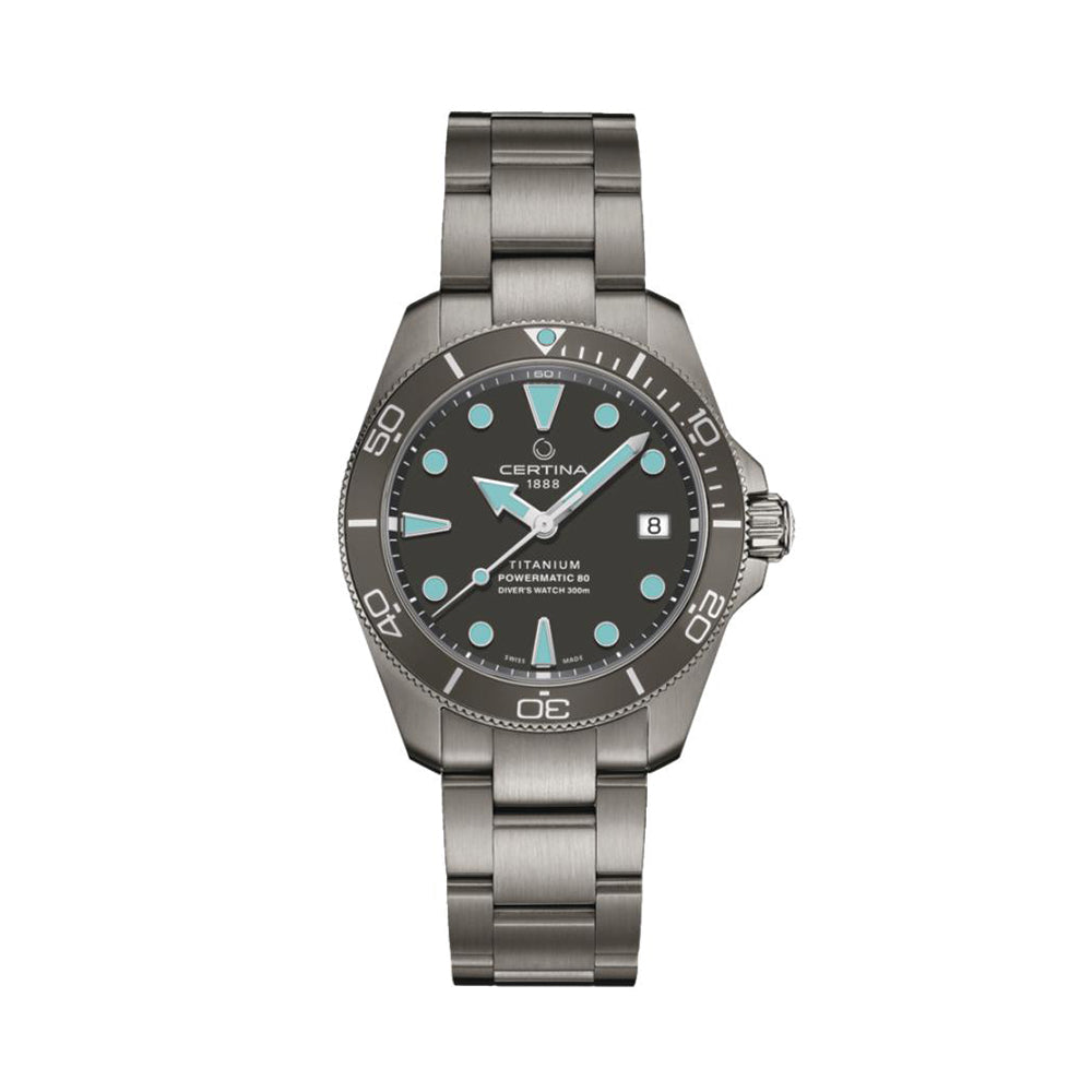 DS Action Diver Powermatic 80 Titanium 38mm Grey Watch with Bracelet - Perfect for Scuba Diving, Water Sports & Luxury Everyday Wear