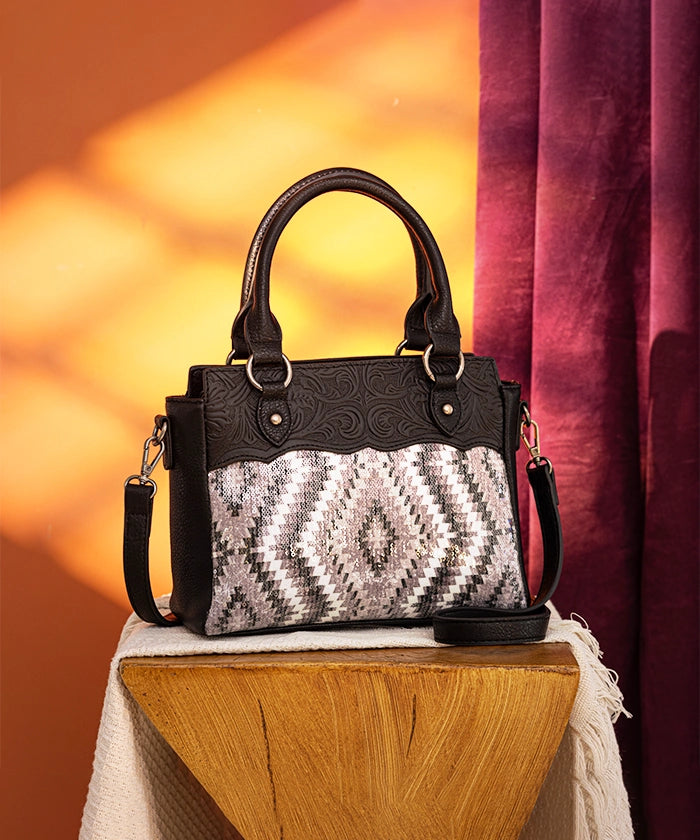 Montana West Sequined Aztec Tote Bag Set for Women - Stylish Handbag with Shoulder Strap, Perfect for Work, Travel & Everyday Use