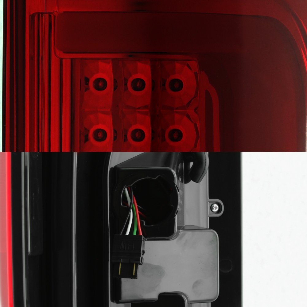 AKKON Full LED Tube Tail Lights for 2017-2019 Ford F250 F350 Super Duty - Chrome Housing with Red Clear Lens - Enhanced Visibility & Style for Night Driving & Off-Road Adventures