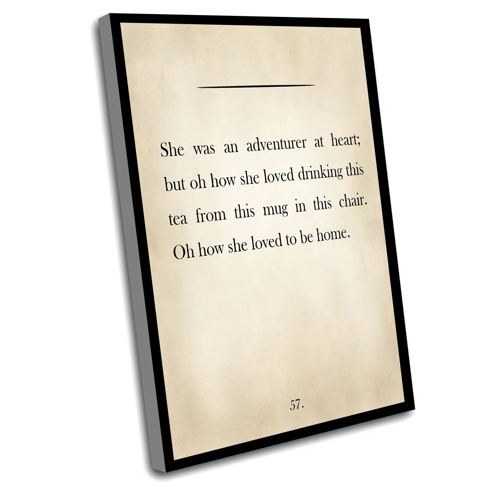 Introvert's Heart Canvas Wall Art Print - 8x12 Inch Framed Literary Quote Decor for Home, Office & Library | Book Page Inspired Artwork for Living Room, Bedroom & Study