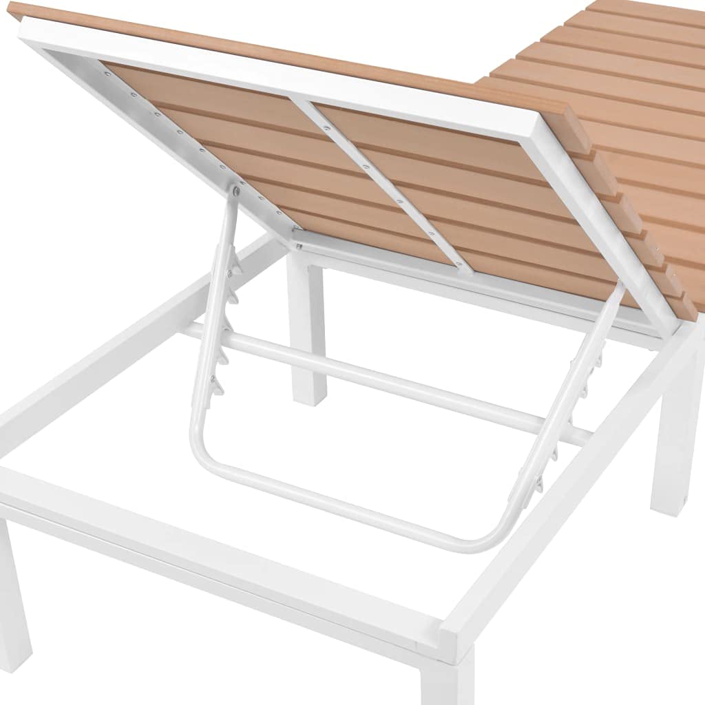 **Sun Lounger with Table - Patio Chaise Lounge Chair Set, Adjustable Backrest, Folding Design, Aluminum & WPC Frame, Brown - Perfect for Poolside, Beach, Garden, and Outdoor Relaxation**