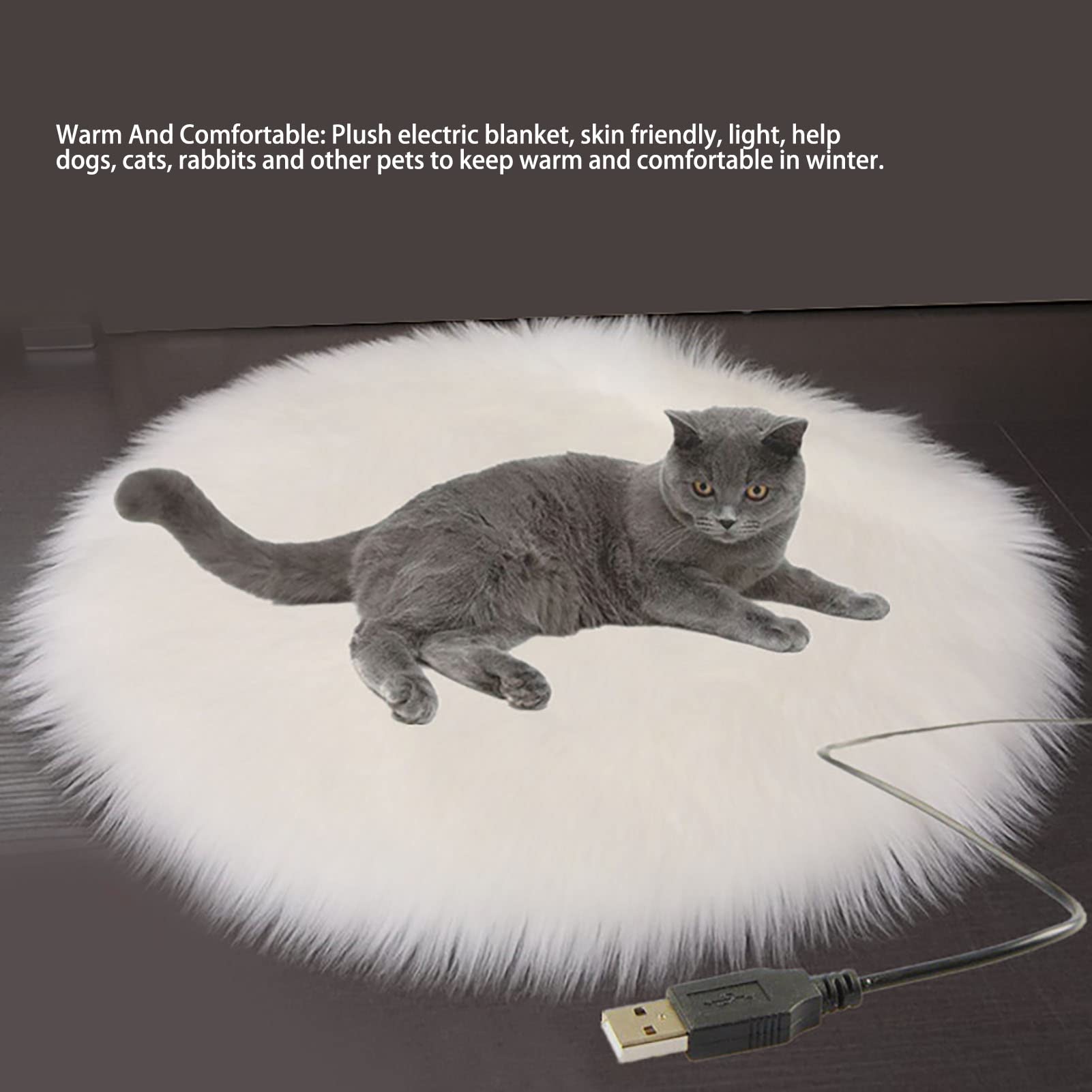 Plush Pet Heating Pad - Adjustable Temperature Dog & Cat Bed Warmer for Winter Comfort