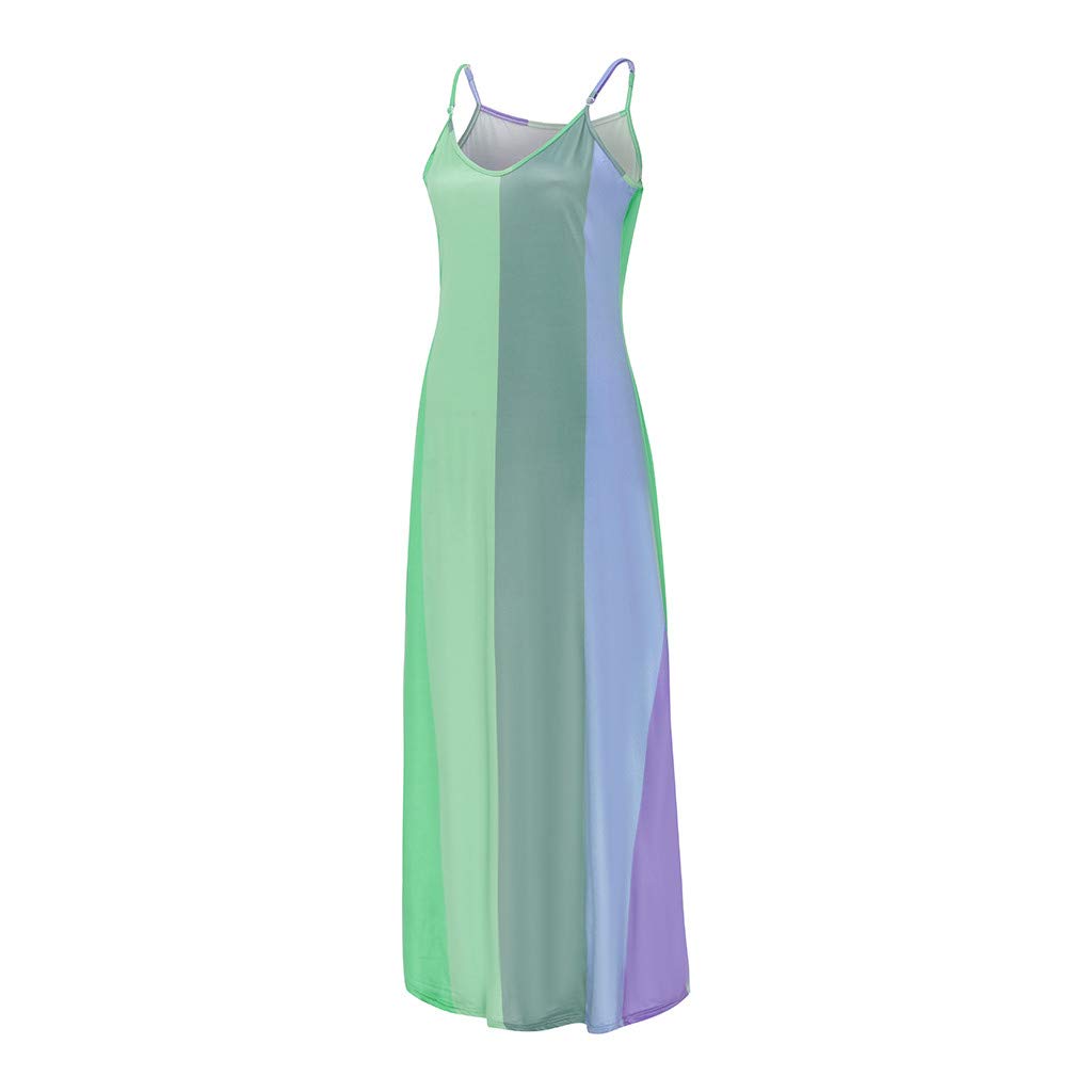 COOKI Women's Casual Sleeveless V-Neck Tie-Dye Maxi Dress - Plus Size Boho Long Dress for Summer Beach, Vacations & Outdoor Parties | Flowy Loose Fit