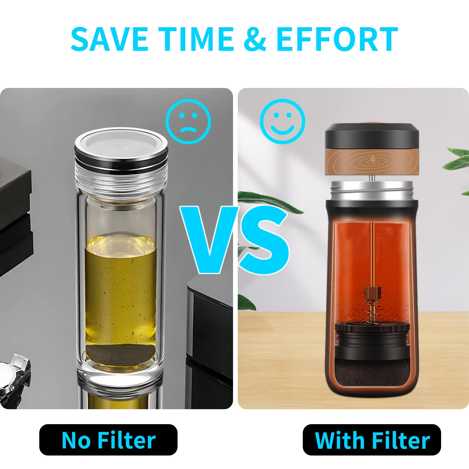 Premium Stainless Steel French Press Coffee Maker - 320ML Portable Travel Mug for Hot & Cold Brew, Vacuum Insulated - Perfect for Camping, Office & On-the-Go Coffee Lovers