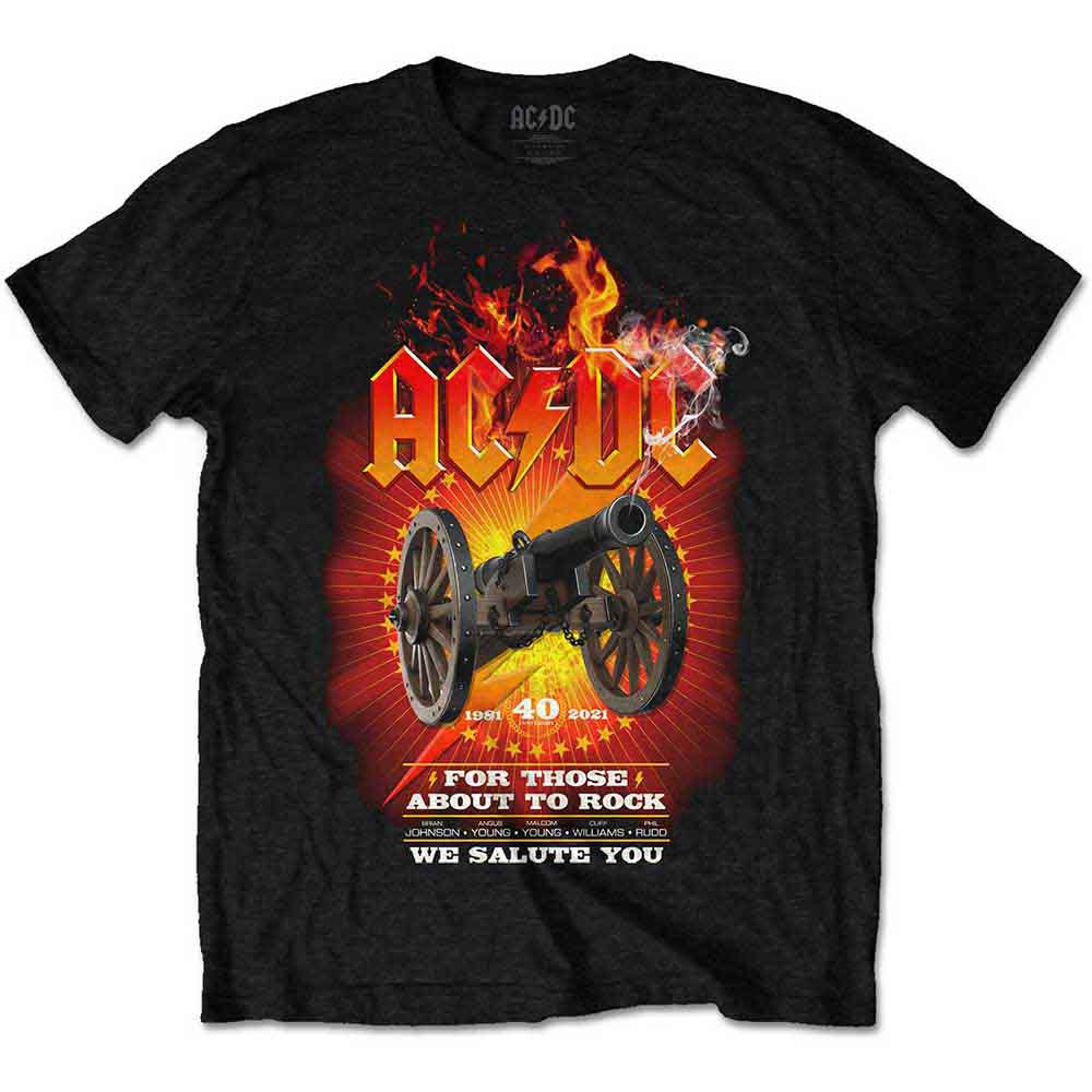 AC/DC FTATR 40th Anniversary Flaming T-Shirt - Vintage Rock Band Merch for Concerts & Casual Wear