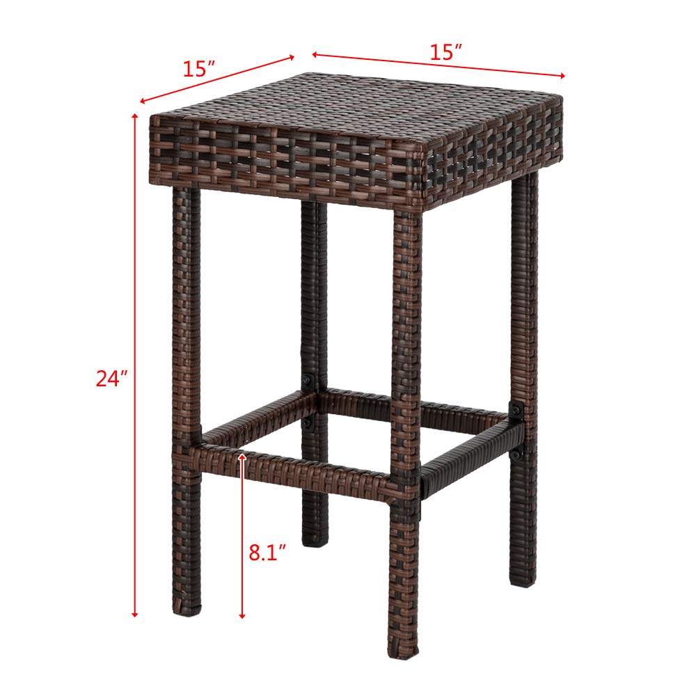 4 PCS Patio Bar Stools - Outdoor Wicker Backless Stools with Rattan Design, Modern Patio Furniture for Lawn, Poolside, Backyard & Garden - Perfect for Outdoor Dining, Lounging & Entertaining