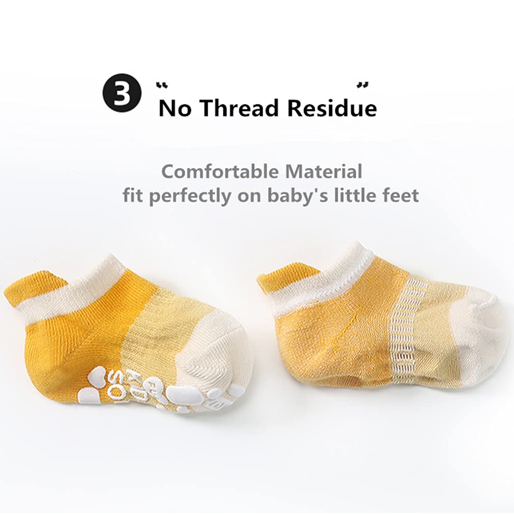 10 Pairs Non-Slip Baby Socks for Toddlers - Soft Anti-Skid Grips for Boys & Girls - Unisex Ankle Socks for Safe Play & Learning to Walk