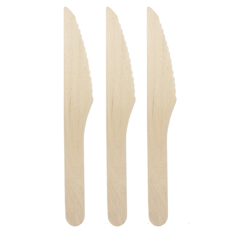 One Tree Wooden Cutlery Set - 25 Pack Eco-Friendly Wooden Knives | Sustainable Disposable Cutlery for Picnics, Camping & Parties