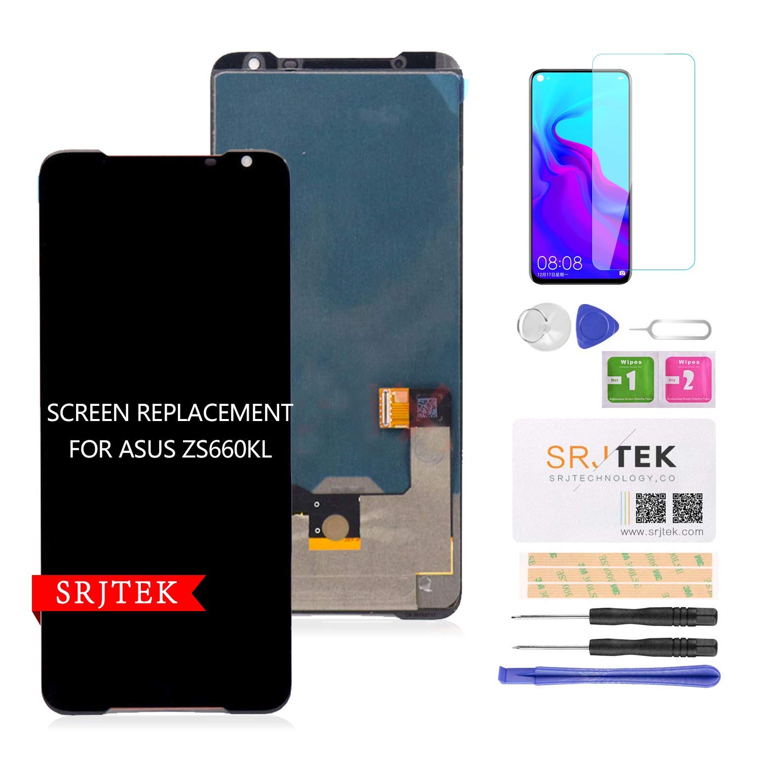 Original ASUS ROG Phone 2 ZS660KL LCD Screen Replacement - Black Touch Screen Digitizer Assembly for i001DB Model | Perfect for Gaming & Daily Use