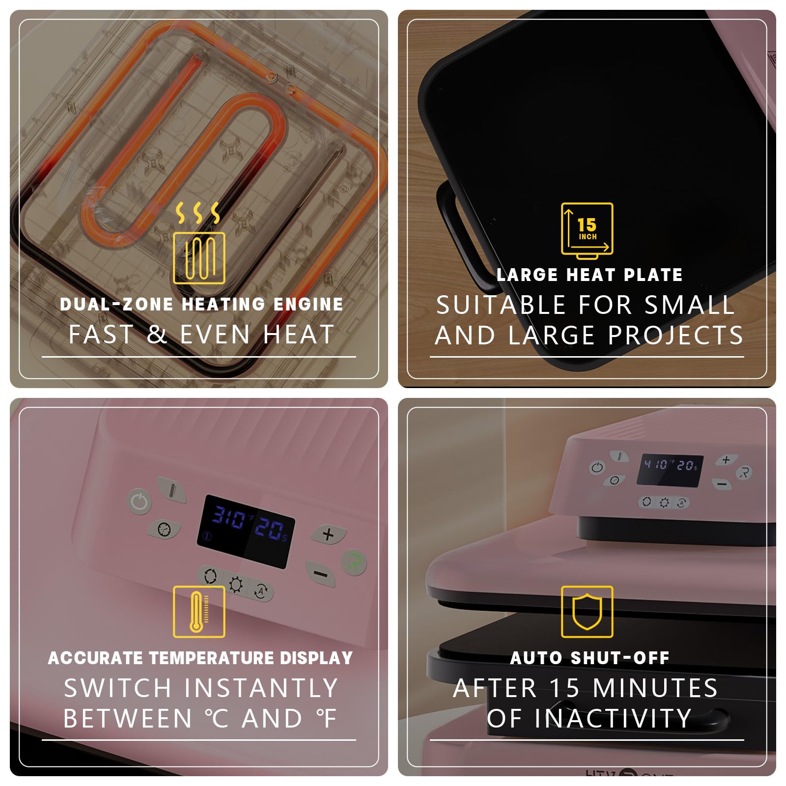 HTVRONT 15x15 Auto Heat Press Machine for T-Shirts - Intelligent Auto Release, Fast Heating & Auto-Off - Smart Heat Press for HTV, Sublimation & Heat Transfer Projects - Perfect for DIY Crafts, Custom Apparel & Small Business Printing