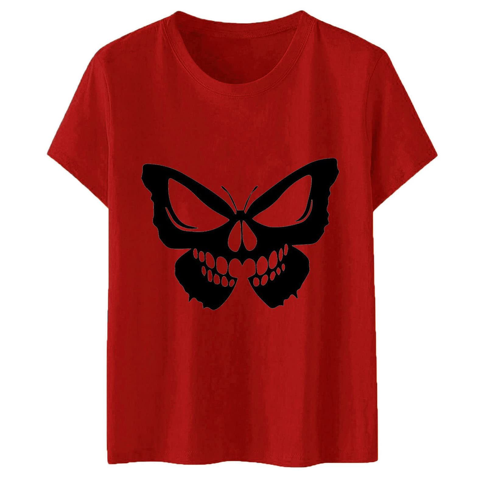 Funny Women's Fall Pumpkin Graphic T-Shirt - Skeleton Skull Witches Printed Loose Fit Casual Tee for Halloween, Autumn Fashion & Everyday Wear