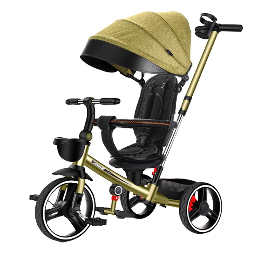 Jiji Baby Stroller & Tricycle - Lightweight Foldable No-Assembly Kids Bike with Adjustable Seat & Cup Holder - Perfect for Park Outings, Shopping Trips & Toddler Outdoor Adventures (Color: A)