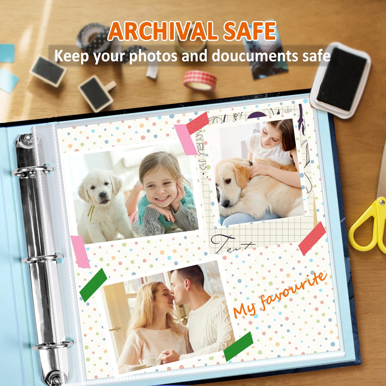 12x12 Scrapbook Page Protectors - 100 Pack Heavyweight Acid-Free Photo Album Refill Pages, Archival Safe Protective Sleeves for Scrapbooking, Perfect Fit for 12x12 Binders & Memory Books - Great for Family Photos, Wedding Albums, and DIY Craft Projects