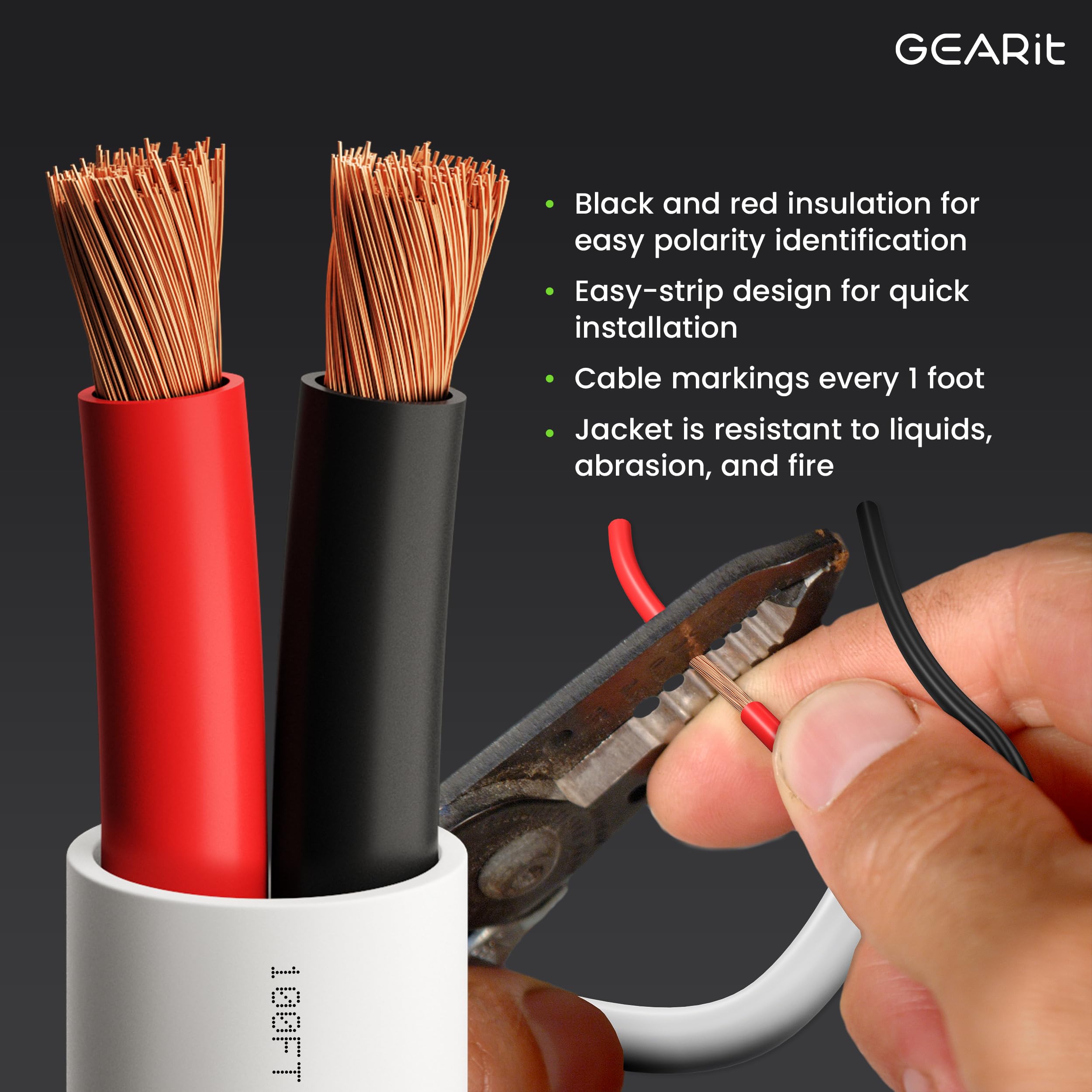 GearIT 12AWG 50ft Speaker Wire - In-Wall CL2 Rated Oxygen-Free Copper Audio Cable for Home Theater & Surround Sound Systems | White 2-Conductor Speaker Wire for Indoor & Outdoor Use