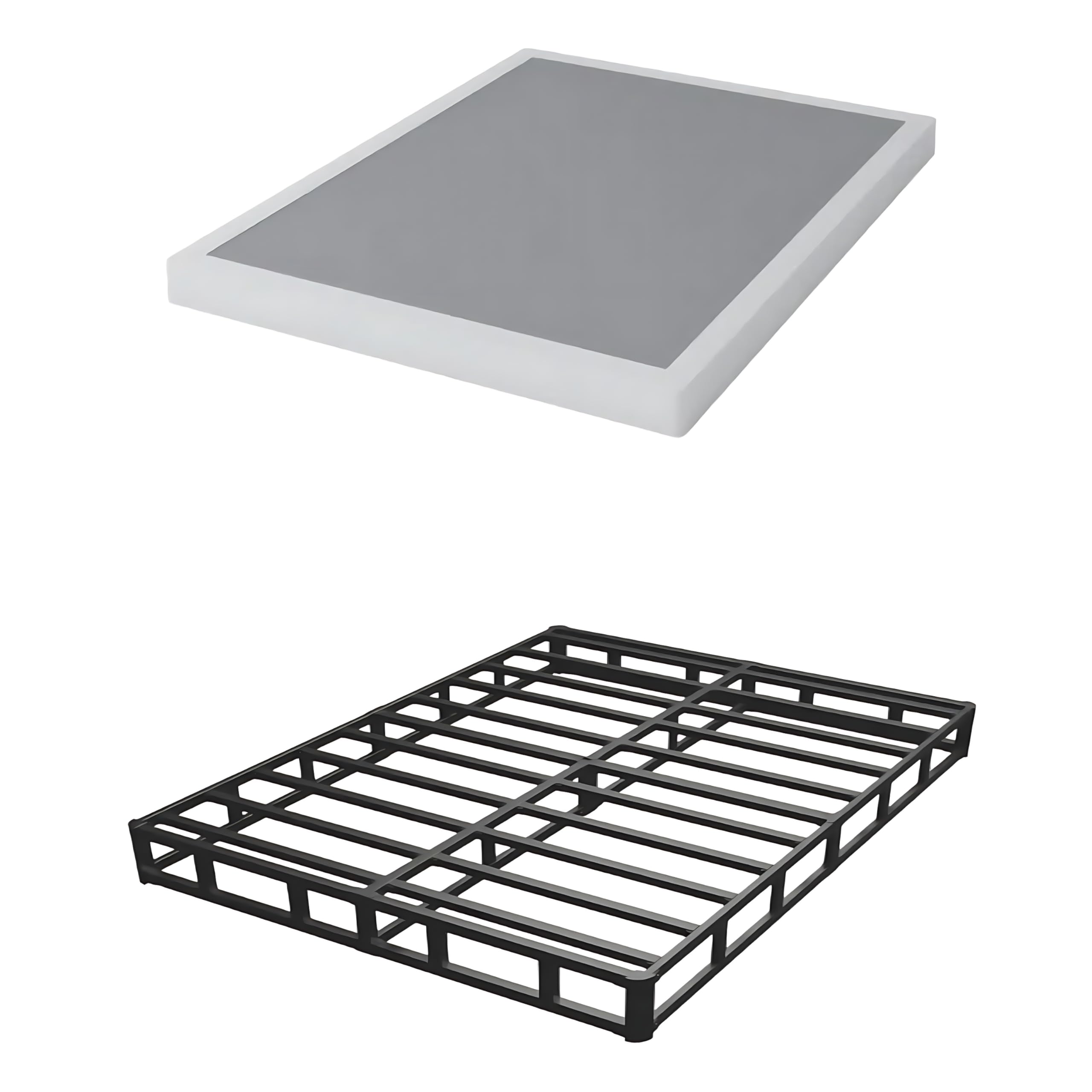 3 Inch Low Profile Full Box Spring - Heavy Duty Mattress Foundation with Metal Frame, Fabric Cover & Non-Slip Design | Easy Assembly | Perfect for Small Spaces, Guest Rooms & Platform Beds