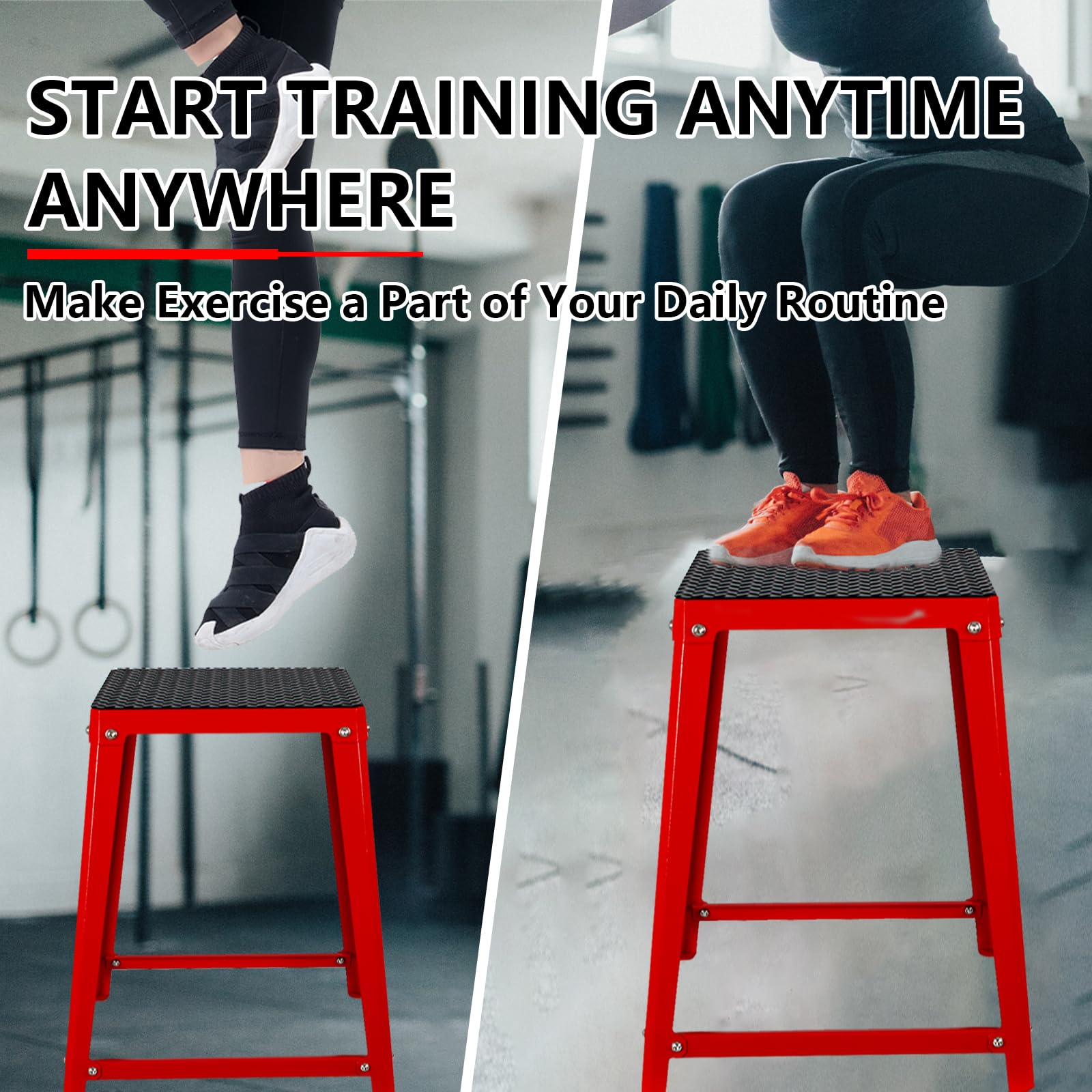 12/18/24 Inch Plyometric Jump Box - Anti-Slip Plyo Box for Exercise & Fitness Training | Home Gym Equipment for Box Jumps & Step Up Workouts | Perfect for CrossFit, HIIT & Strength Training
