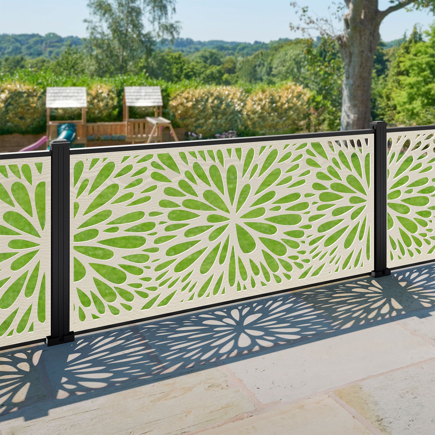 Blossom Decorative Fence 180x90cm with Aluminum Posts - Garden Border, Yard Fencing, Outdoor Landscape Decoration