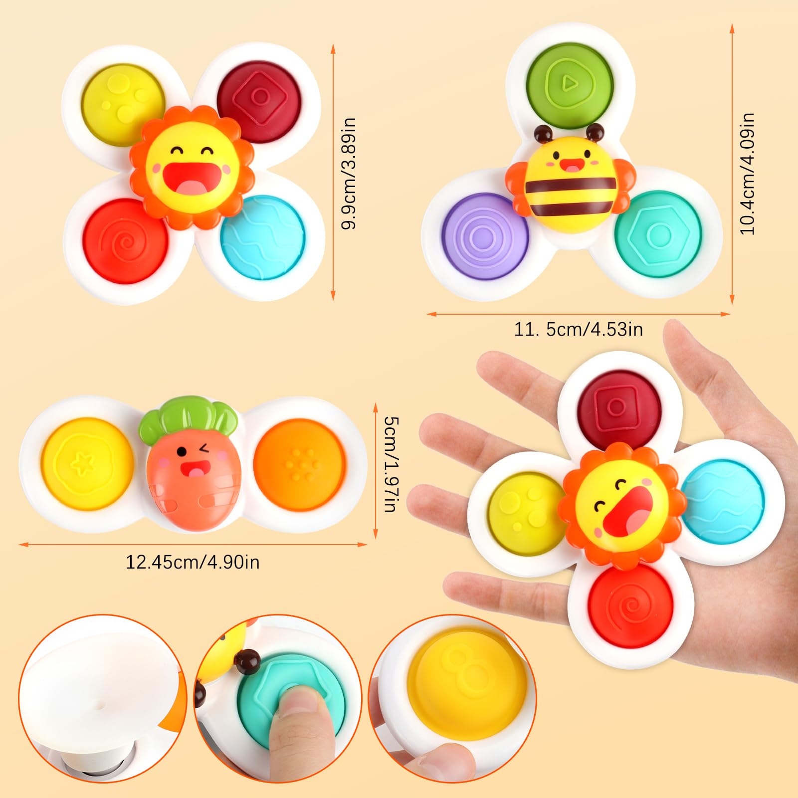 **3-Piece Baby Bath Toys Set - Fun Rotating & Suction Learning Toys for Toddlers, Boys & Girls - Perfect Christmas & Birthday Gifts for Kids (Bathtub, Pool & Playtime Fun)**