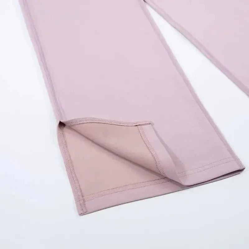 Softstreme Women's High Waist Wide Leg Split Pants - Elastic Waist Straight Leg Yoga Pants for Outdoor Sports, Lounge & Casual Wear