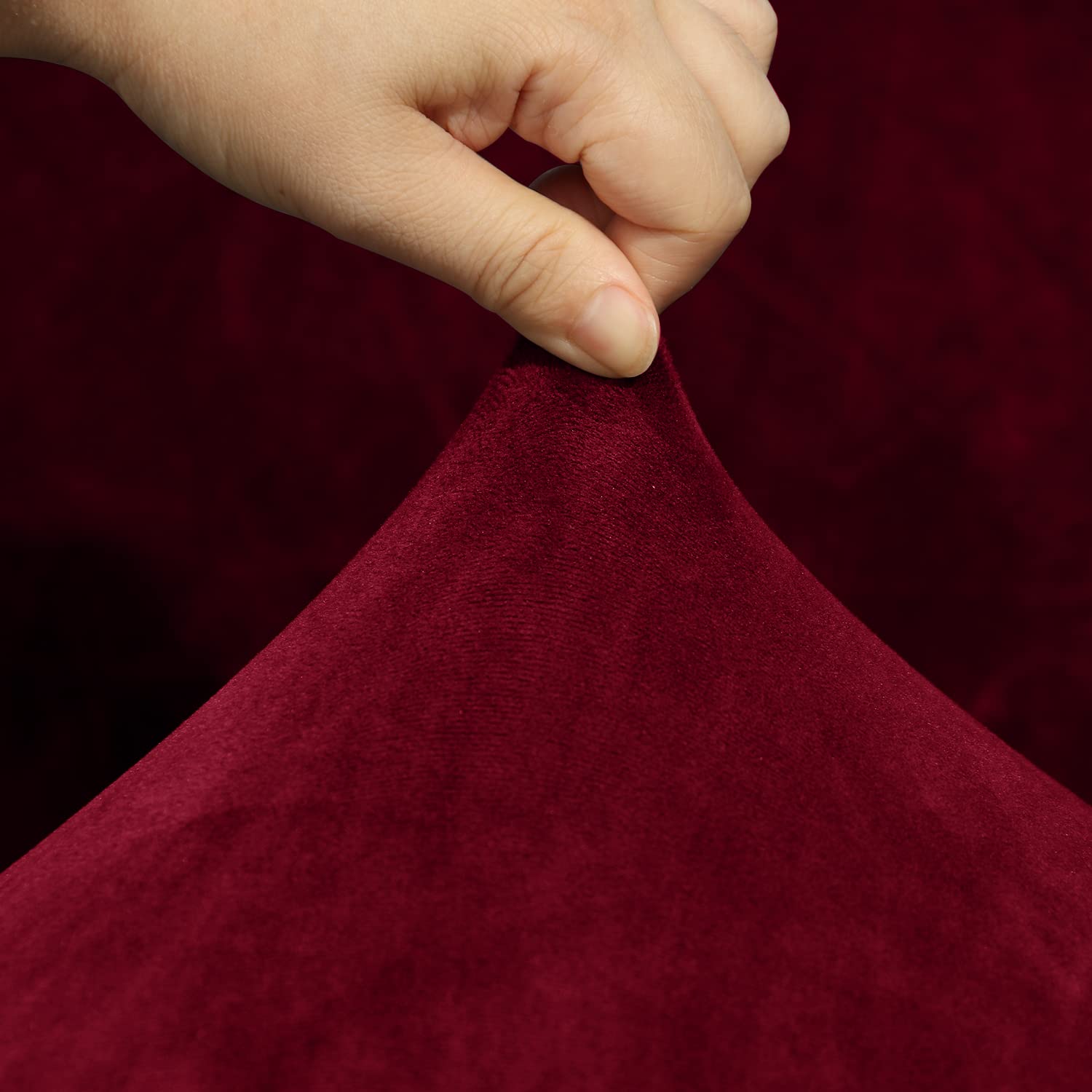 LiveGo Velvet Stretch Reversible Sofa Cover - Single Seat Corner Protector for Recliner & Sectional Couches, Wine Red | Living Room Furniture Protector for Pets, Kids & Daily Use