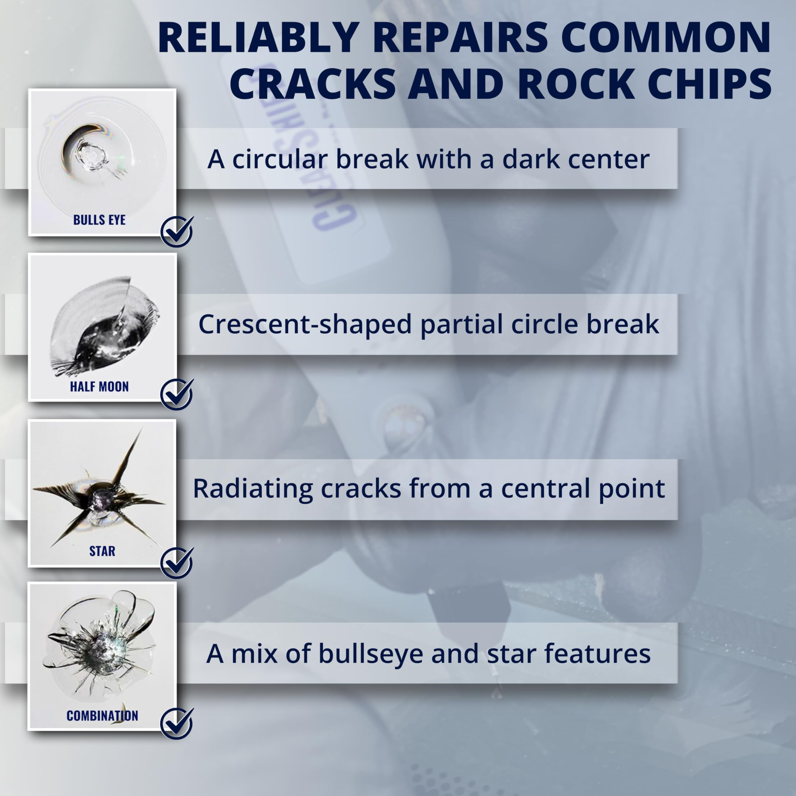 Clearshield Windshield Repair Kit - Professional Auto Glass Repair for Rock Chips & Cracks - Fixes 200+ Damages | Perfect for DIY Car Windshield Repairs at Home or On-the-Go