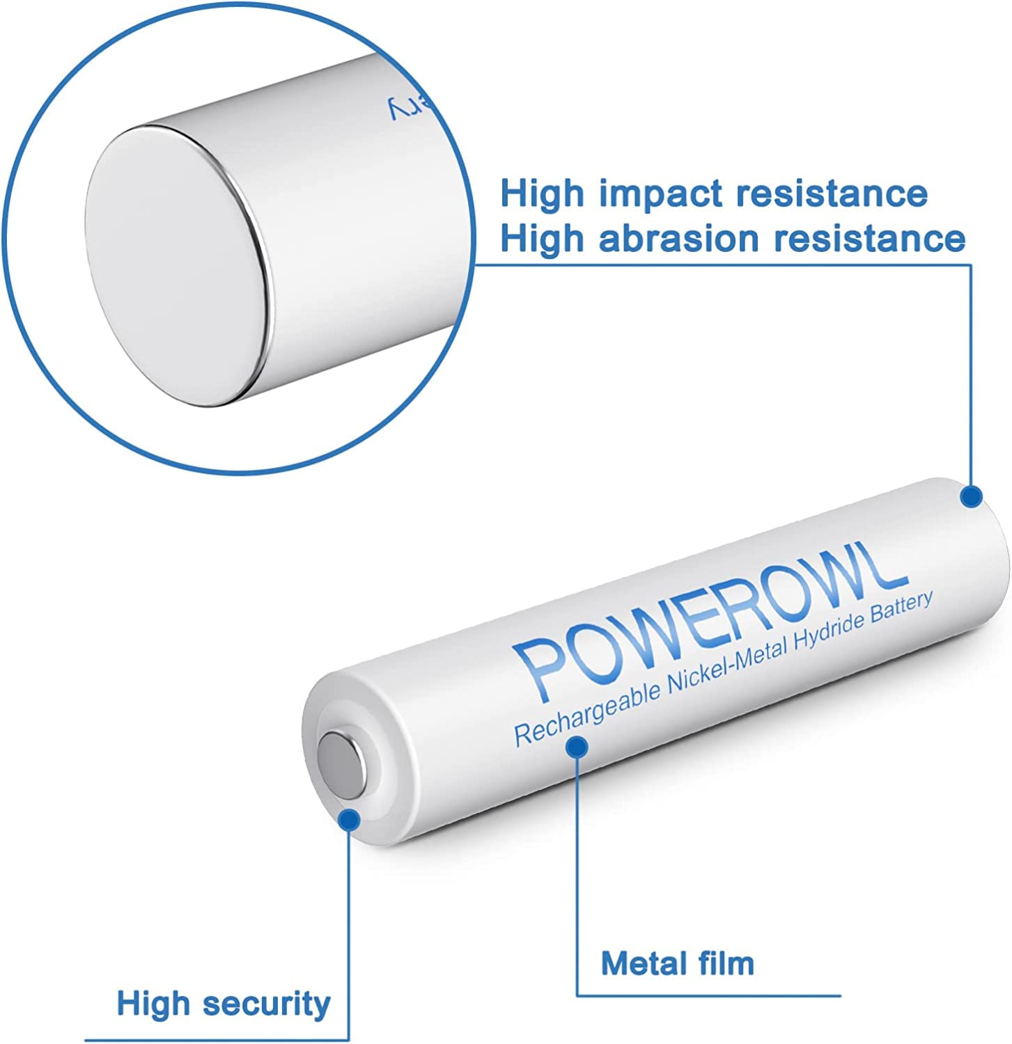 POWEROWL Battery Charger with 8 AAA Rechargeable Batteries - Fast Charging for AA AAA C D NiMH NiCd Batteries - Perfect for Cameras, Toys, Flashlights & Electronics
