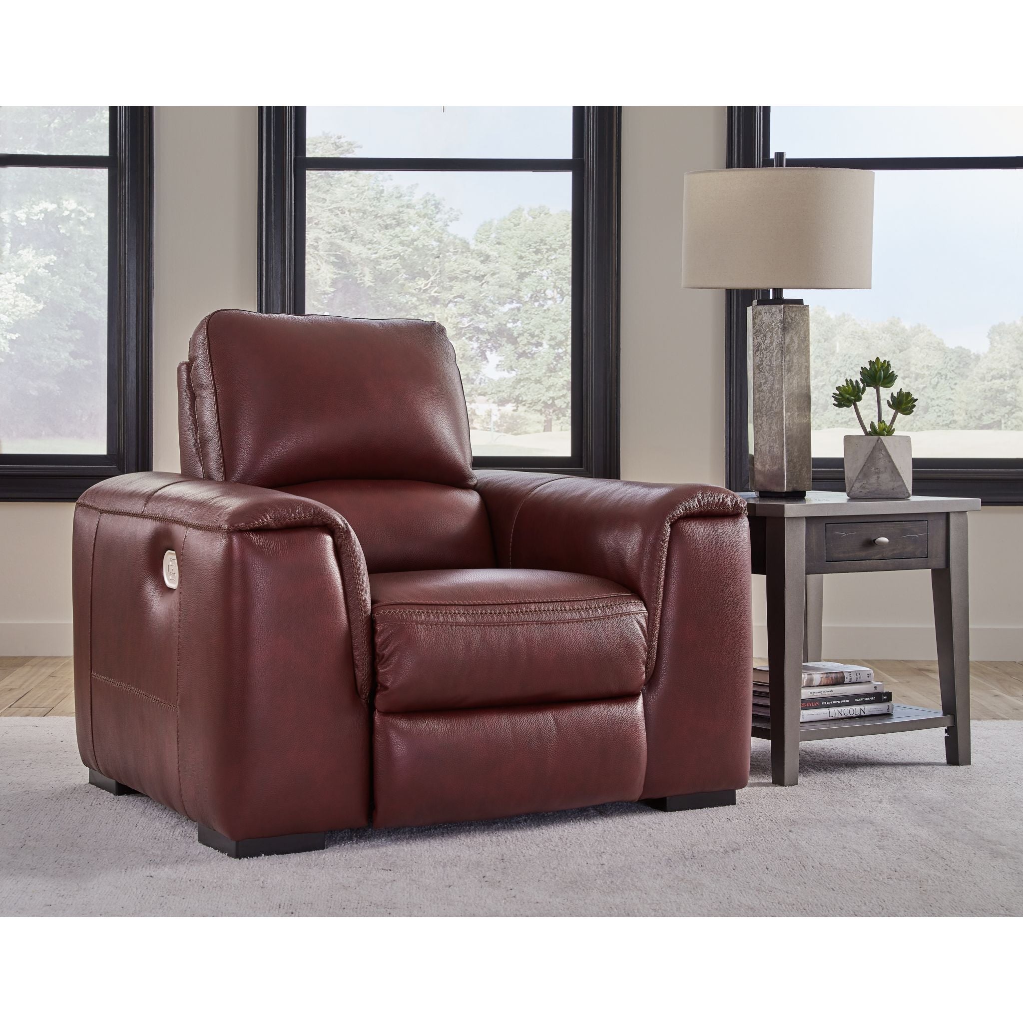 Alessandro Power Recliner Chair - Soft Leather, Adjustable Headrest & Lumbar Support, Garnet Red - Perfect for Living Room, Home Theater & Office Relaxation