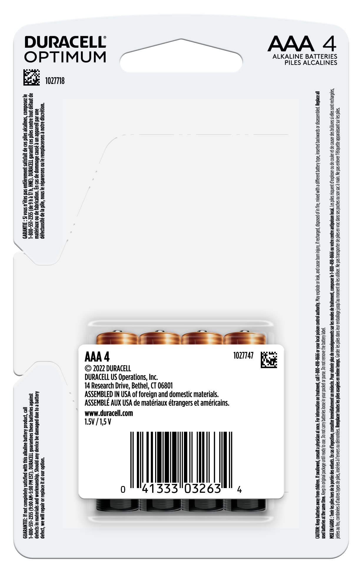Duracell Optimum AAA Batteries 4-Pack - Long-Lasting Power with Power Boost Technology | Alkaline Triple A Batteries for Household & Office Devices - Ideal for Remote Controls, Toys, Clocks, and Electronics