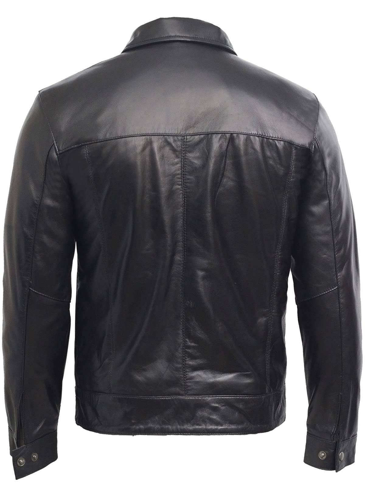 BRANDSLOCK Men's Genuine Leather Biker Jacket - 100% Real Leather Bomber Jacket for Men, Black Harrington Style, Perfect for Motorcycle Riding, Casual Outfits & Winter Fashion