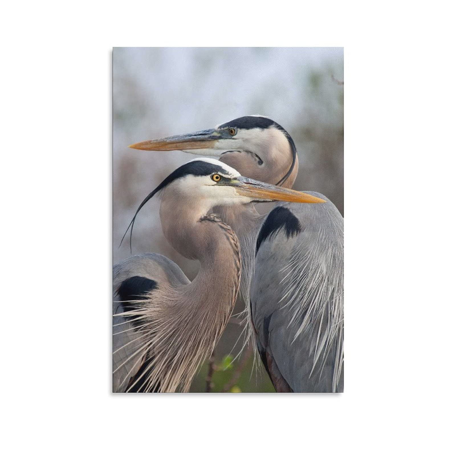 Blue Herons Love Art Canvas Poster - 8x12 Wall Decor for Living Room, Bedroom & Office - Nature Landscape Painting Gift for Home & Sports Enthusiasts | Perfect for Housewarming, Wedding & Birthday Presents