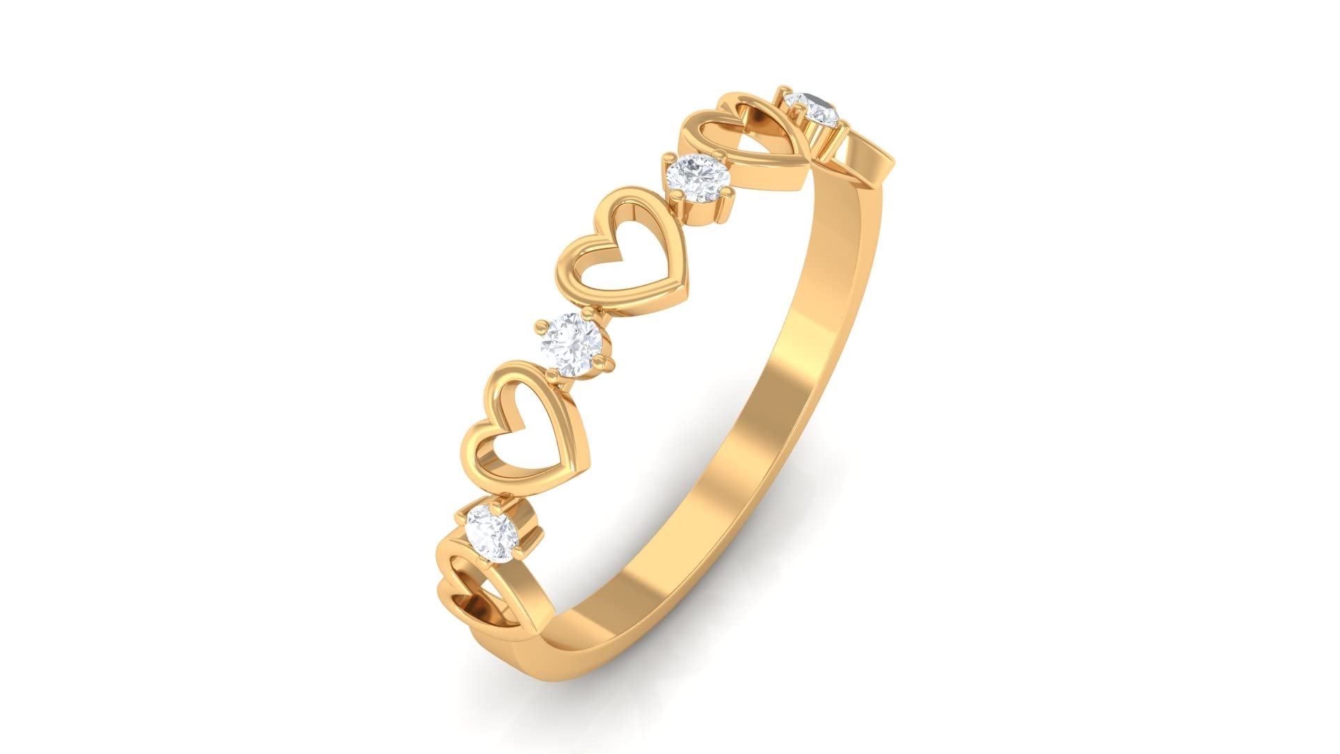 1/4 CT Certified Moissanite & 14K Solid Gold Promise Band Ring for Women - Heart Shaped Engagement Jewelry, Anniversary Gift for Her, Wedding Promise Ring for Girlfriend