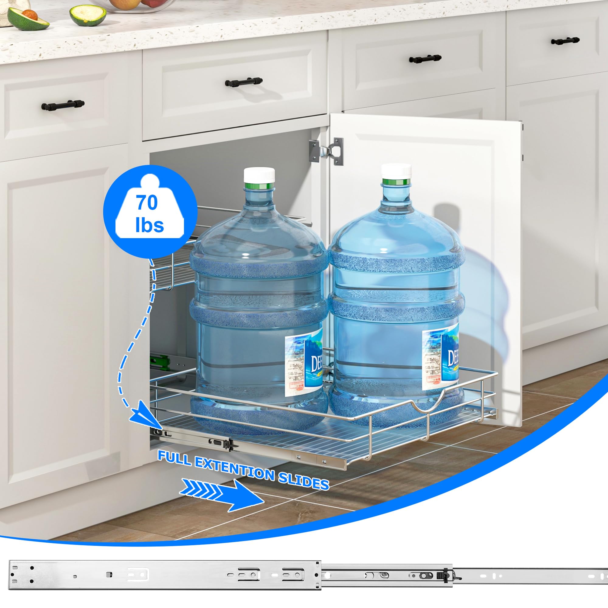 WelFurGeer 2 Tier Soft Close Pull Out Cabinet Organizer - 20