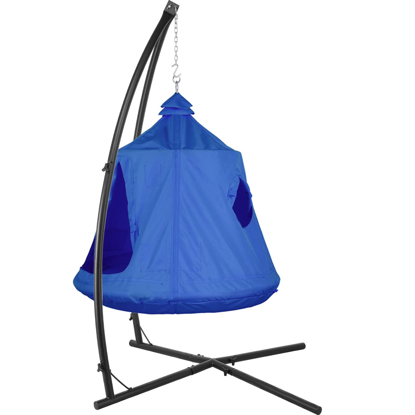 **AthLike X-Shaped Hanging Tree Tent with Swing Chair & Hammock - Indoor/Outdoor Canopy with Steel Frame, Adjustable Stand for Patio, Garden, Balcony, Bedroom - 330lb Weight Capacity (Blue) - Perfect for Relaxation, Reading & Outdoor Lounging**