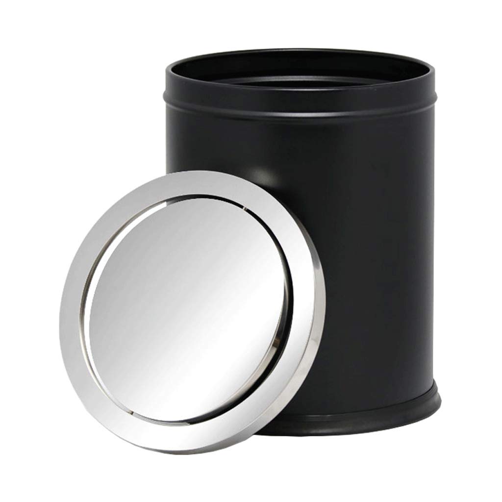 Stainless Steel Trash Can with Flip Lid - 12L Black Shake Cover Kitchen & Bathroom Garbage Bin - Thickened Creative Design for Home, Office & Commercial Use