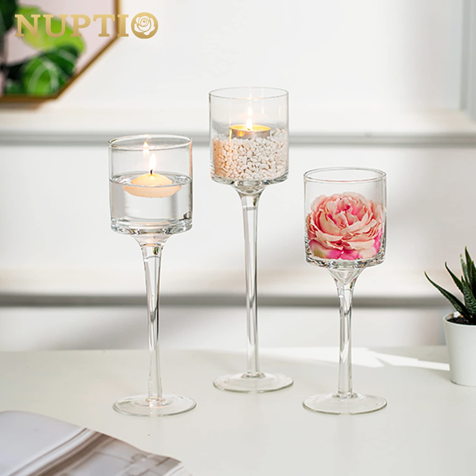 30 Pcs Clear Tall Glass Pillar Candle Holders - Elegant Tea Light Candle Holder Set for Wedding Centerpieces, Home Decor & Floating Candles | Perfect for Romantic Dinners, Party Decorations & Holiday Tablescapes