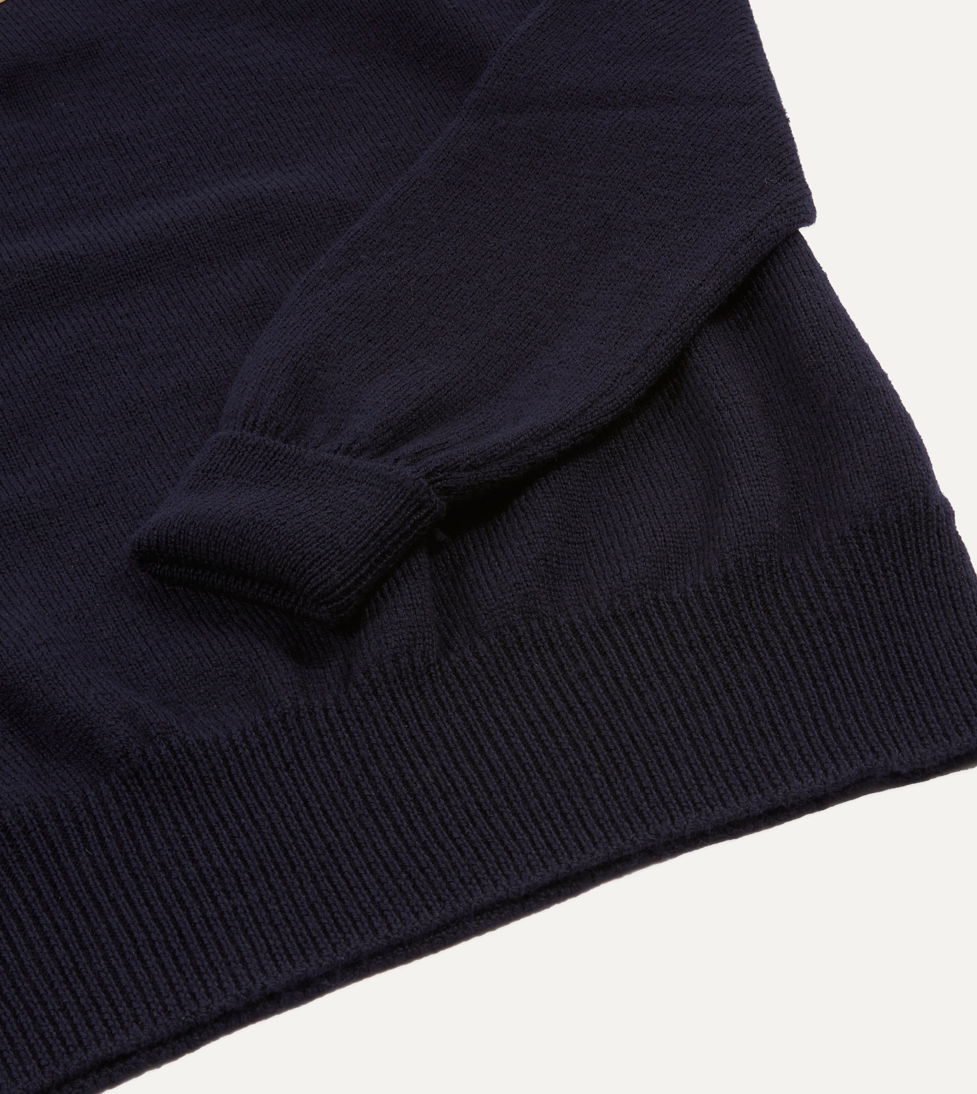 Premium Navy Blue Merino Wool Knitted Polo Shirt for Men - Soft Breathable Business Casual Wear for Office & Outdoor Activities