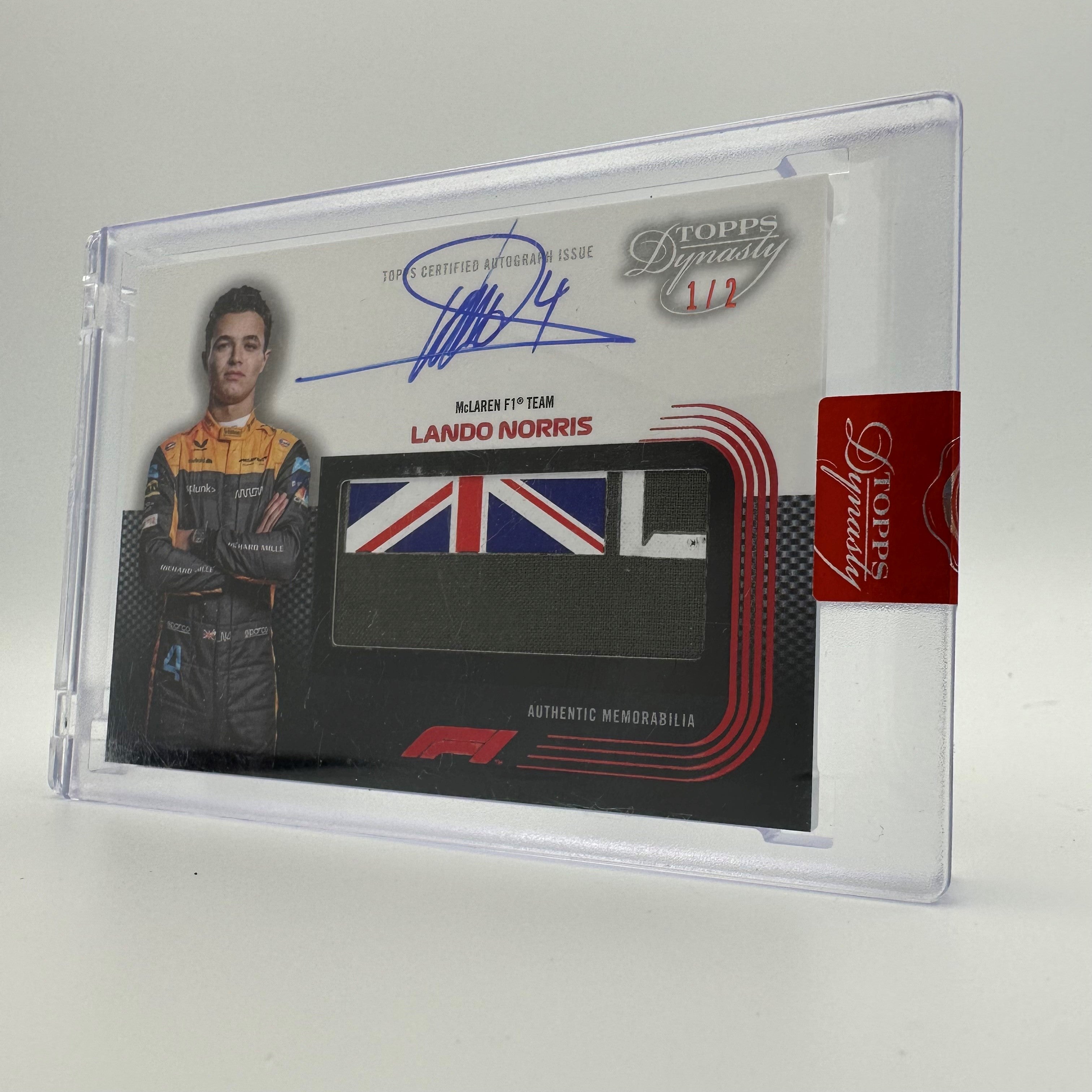 1/2 Lando Norris 2022 Topps Dynasty Union Jack Patch - Rare F1 Racing Collectible Card for Fans & Memorabilia Enthusiasts - Perfect for Display, Trading, and Sports Collections