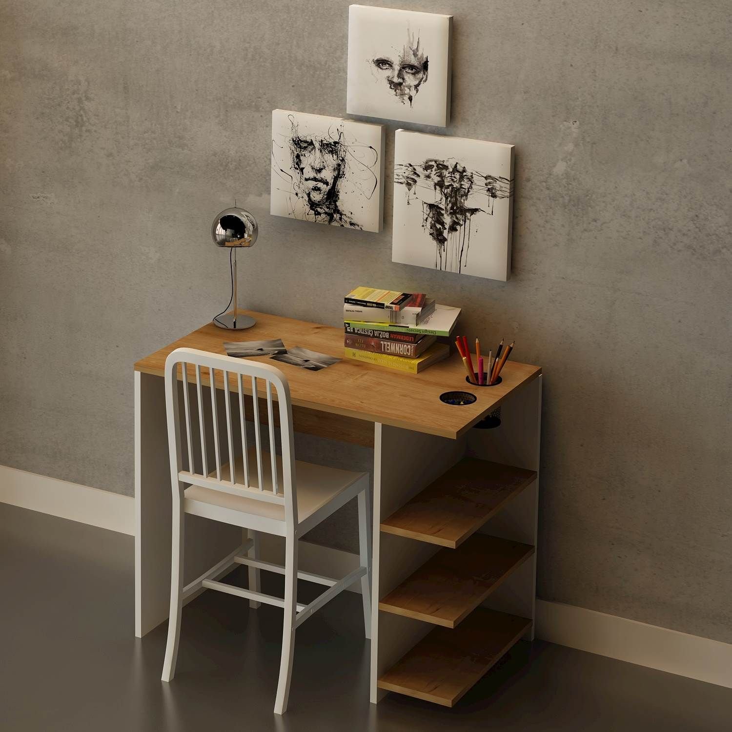 BTS Wooden Desk with Shelves - 35.4