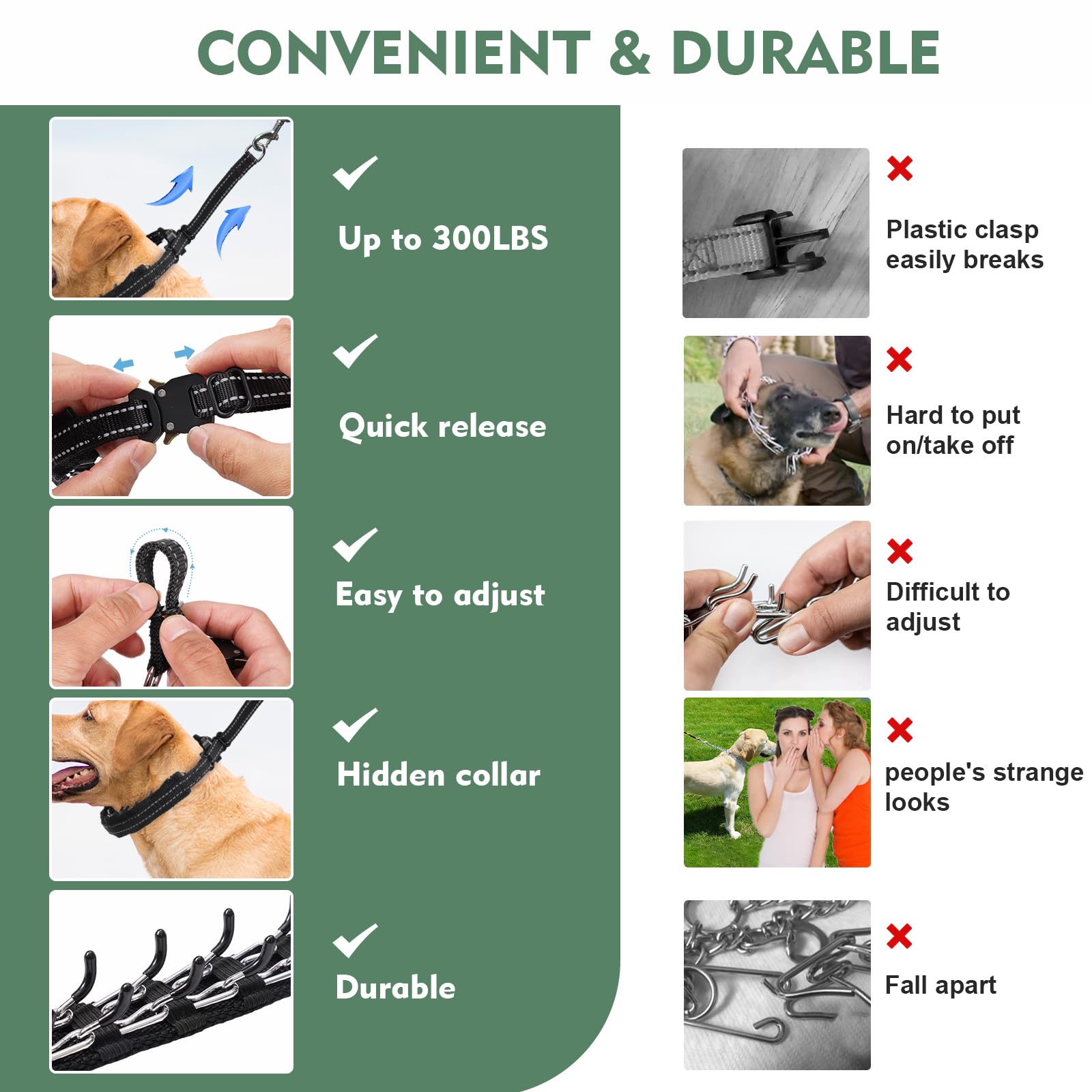 Martingale Dog Collar No Pull Training Collar - Adjustable Tactical Pet Collar with Heavy Duty Metal Buckle, Reflective Nylon Military Design for Small Medium Large Breed Dogs - Perfect for Walking, Hiking & Outdoor Adventures