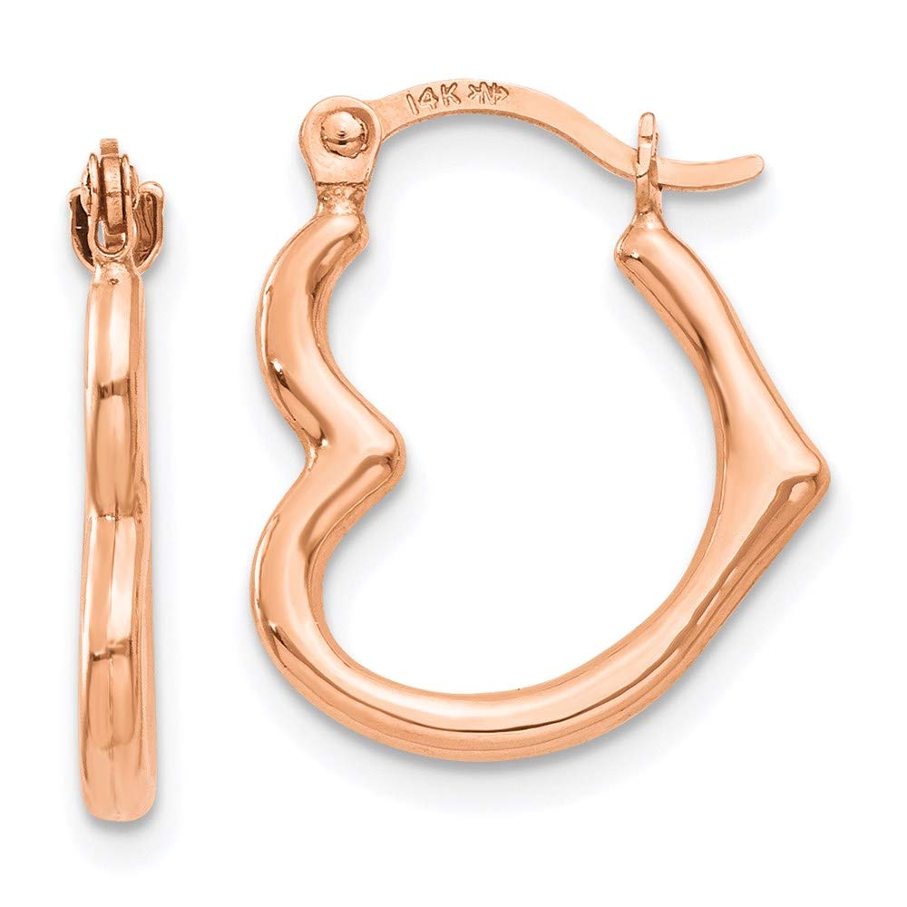 14K Gold Heart Shaped Hoop Earrings for Women - Real 14K Rose, White & Yellow Gold Options | Elegant Valentine's Day, Anniversary & Birthday Gift for Her | Perfect for Date Nights, Weddings & Special Occasions