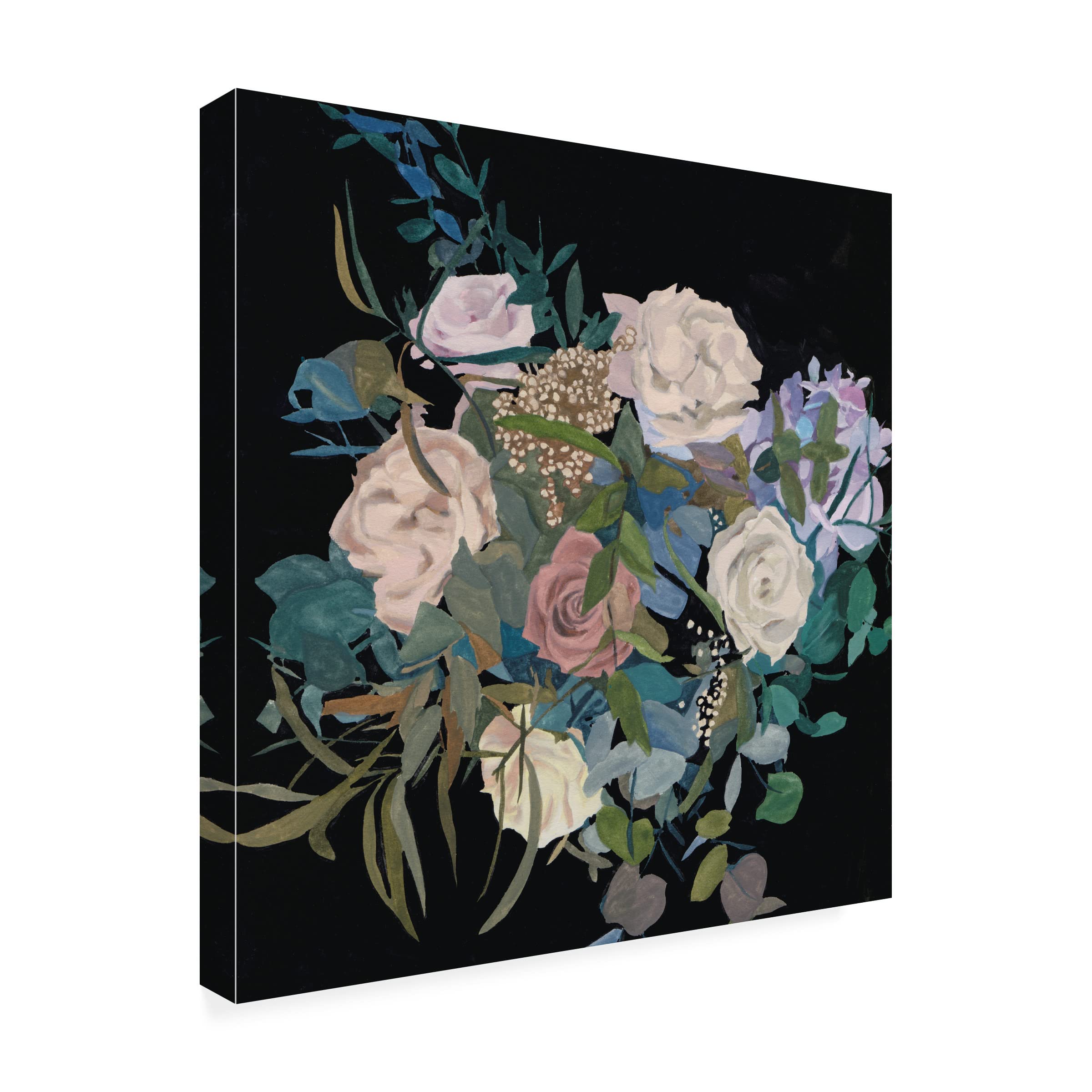 Melissa Wang 'Violet Bouquet I' Floral Canvas Wall Art Print - Handmade Home Decor for Living Room, Bedroom & Office