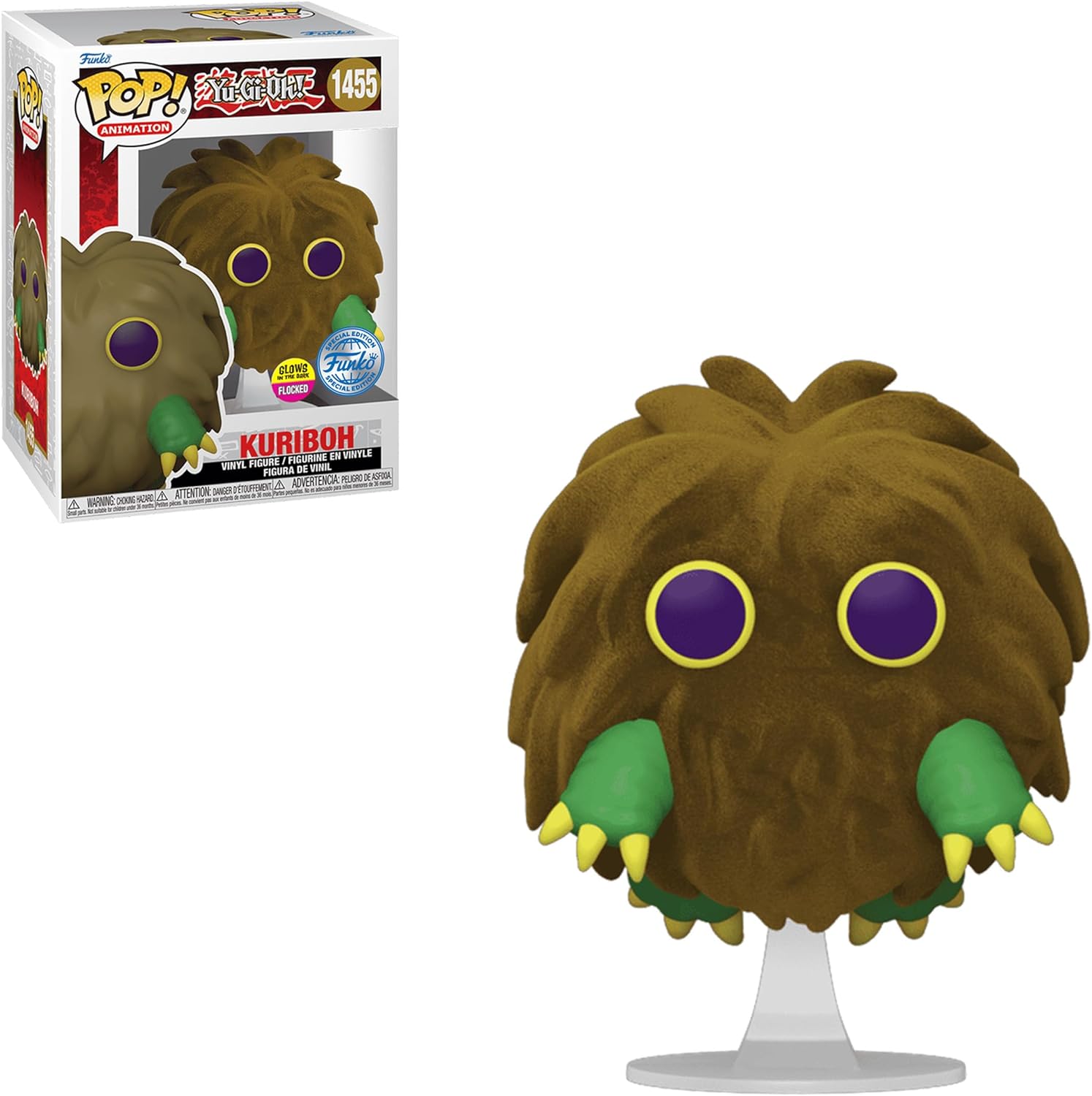 Funko Pop Animation Yu-Gi-Oh! Kuriboh Flocked Vinyl Figure - Glow in The Dark Special Edition Collectible for Anime Fans & Gamers | Perfect for Display, Gifts & Yu-Gi-Oh! Merchandise Collections