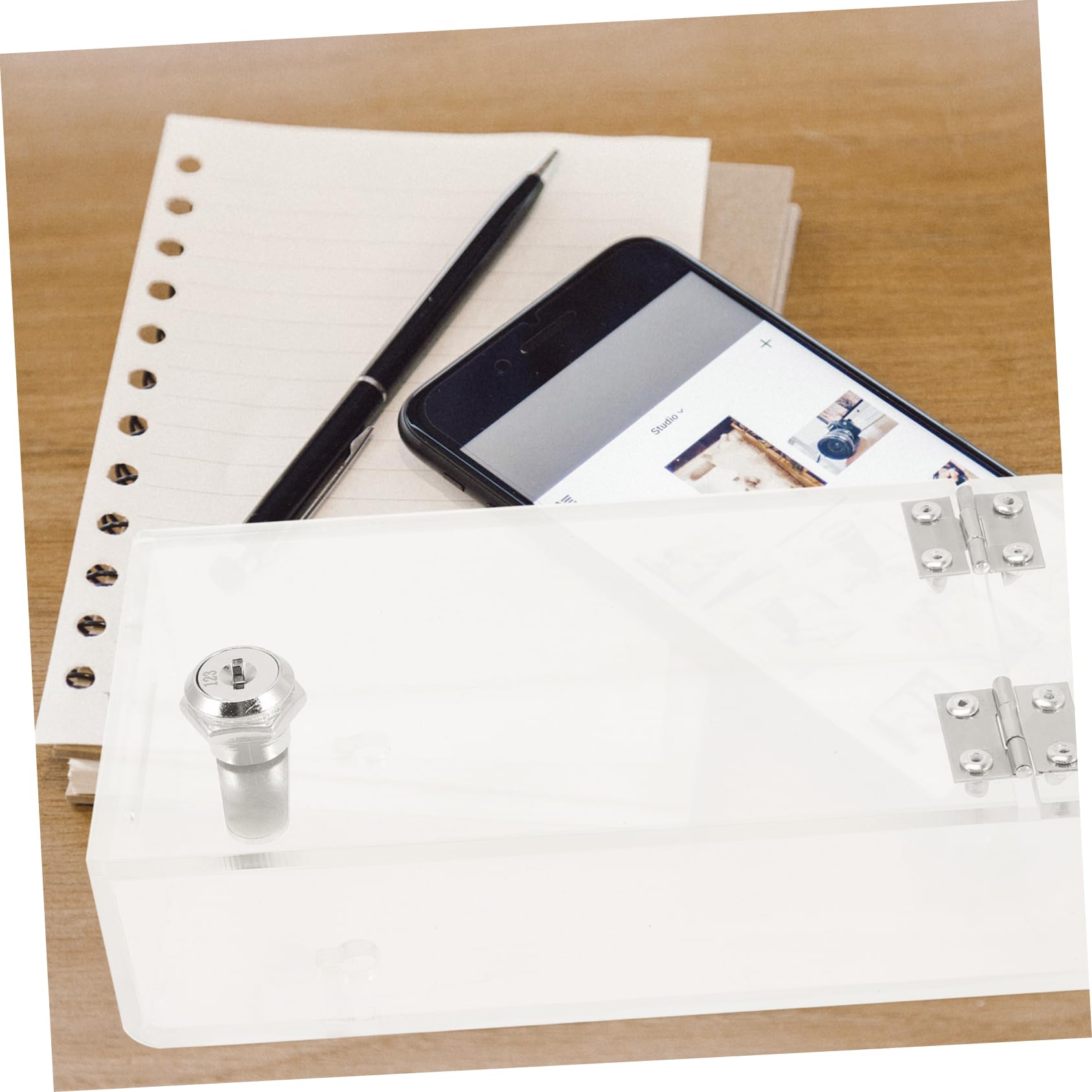 STOBOK Clear Acrylic Smartphone Storage Box with Lock - Durable Phone Organizer Case for Office, Home & Retail Use - Secure Cell Phone Locker Cabinet for Staff & Personal Devices