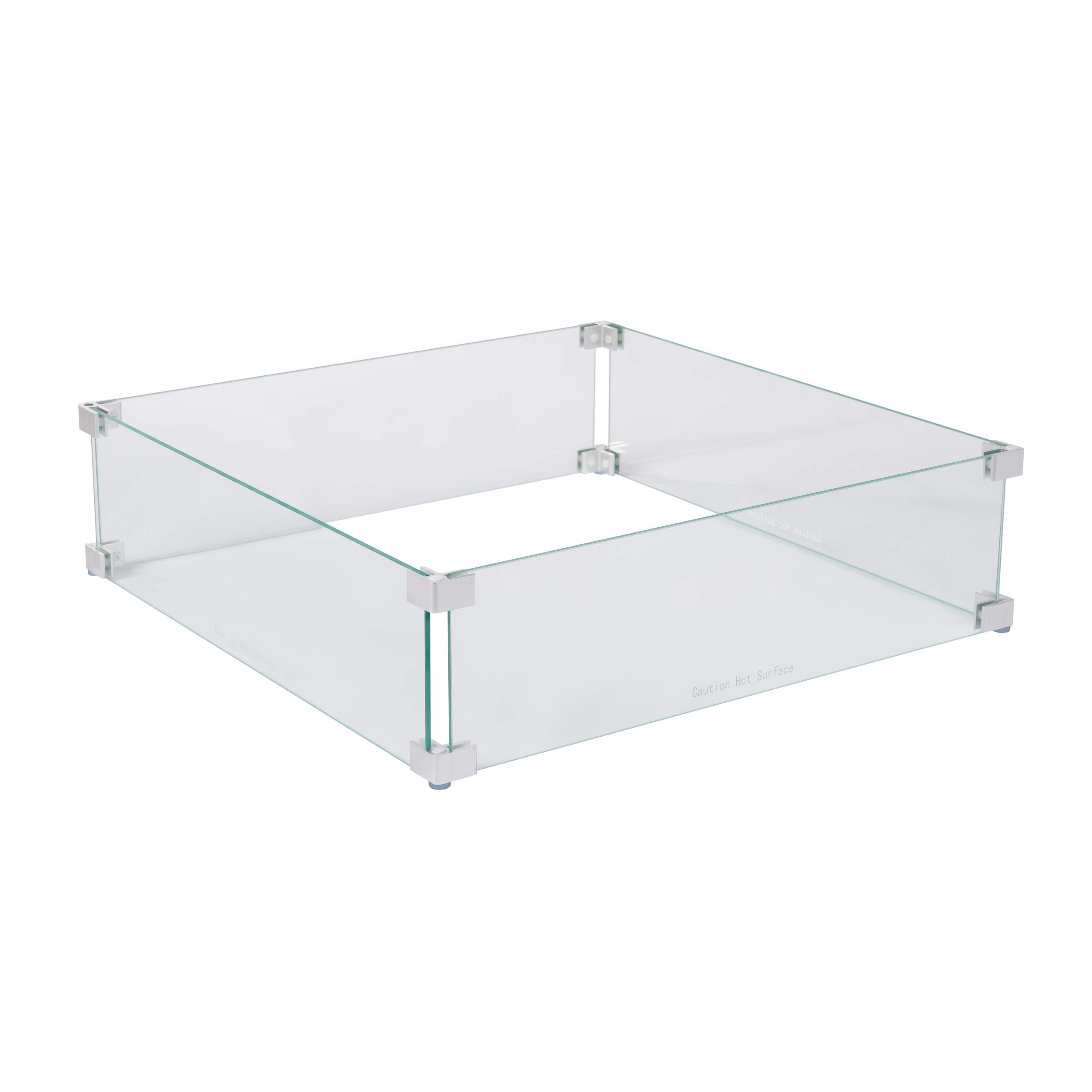Fire Sense 63247 22.5 Inch Square Clear Tempered Glass Wind Guard for Propane Gas Fire Pits & Patio Heaters - Best Flame Viewing Experience - Perfect for Outdoor Gatherings, Backyard Patio, and Camping Nights