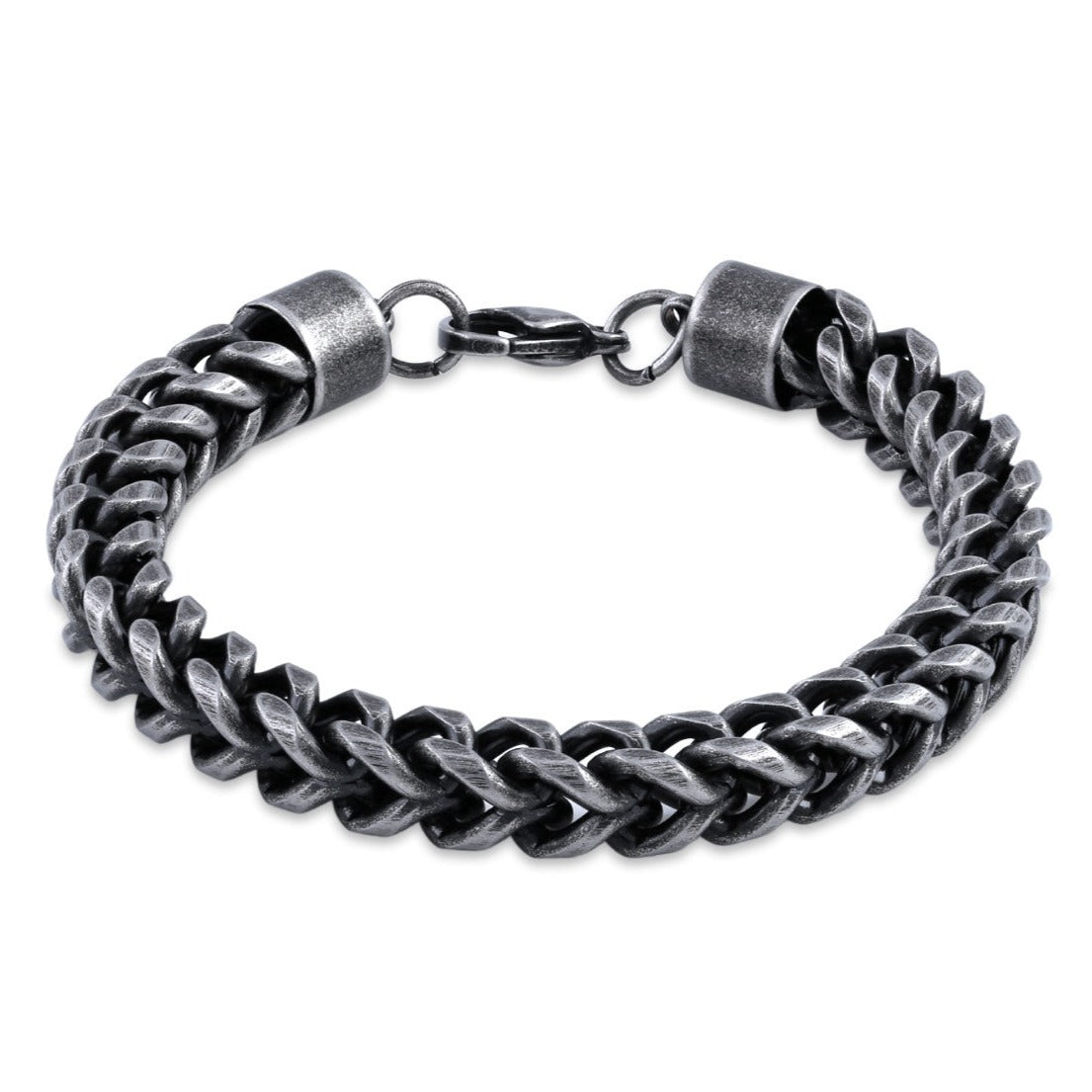 Antique Stainless Steel Curb Chain Bracelet for Men & Women - Vintage Dark Finish Jewelry for Casual & Formal Wear