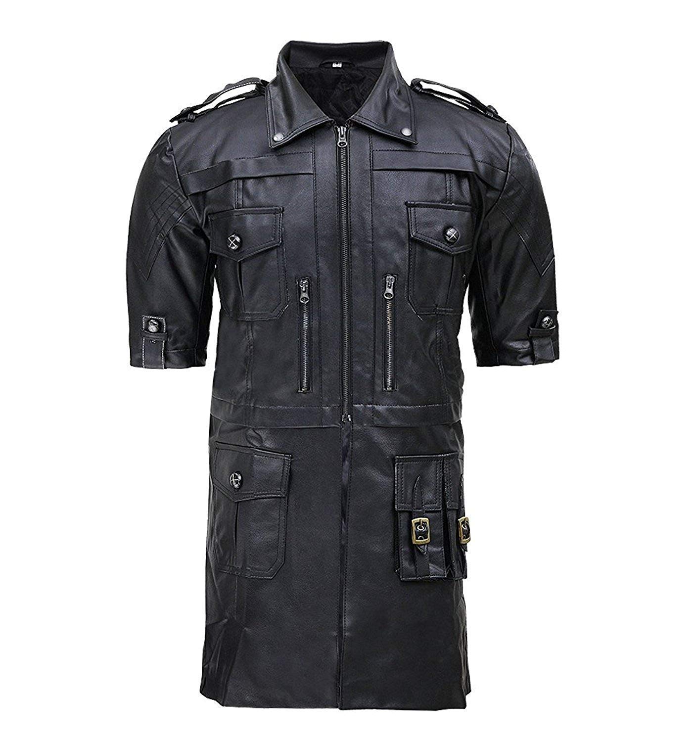 Fantasy XV Noctis Black Synthetic Leather Jacket for Men - Official Cosplay Costume | Perfect for Halloween, Anime Conventions & Gaming Events