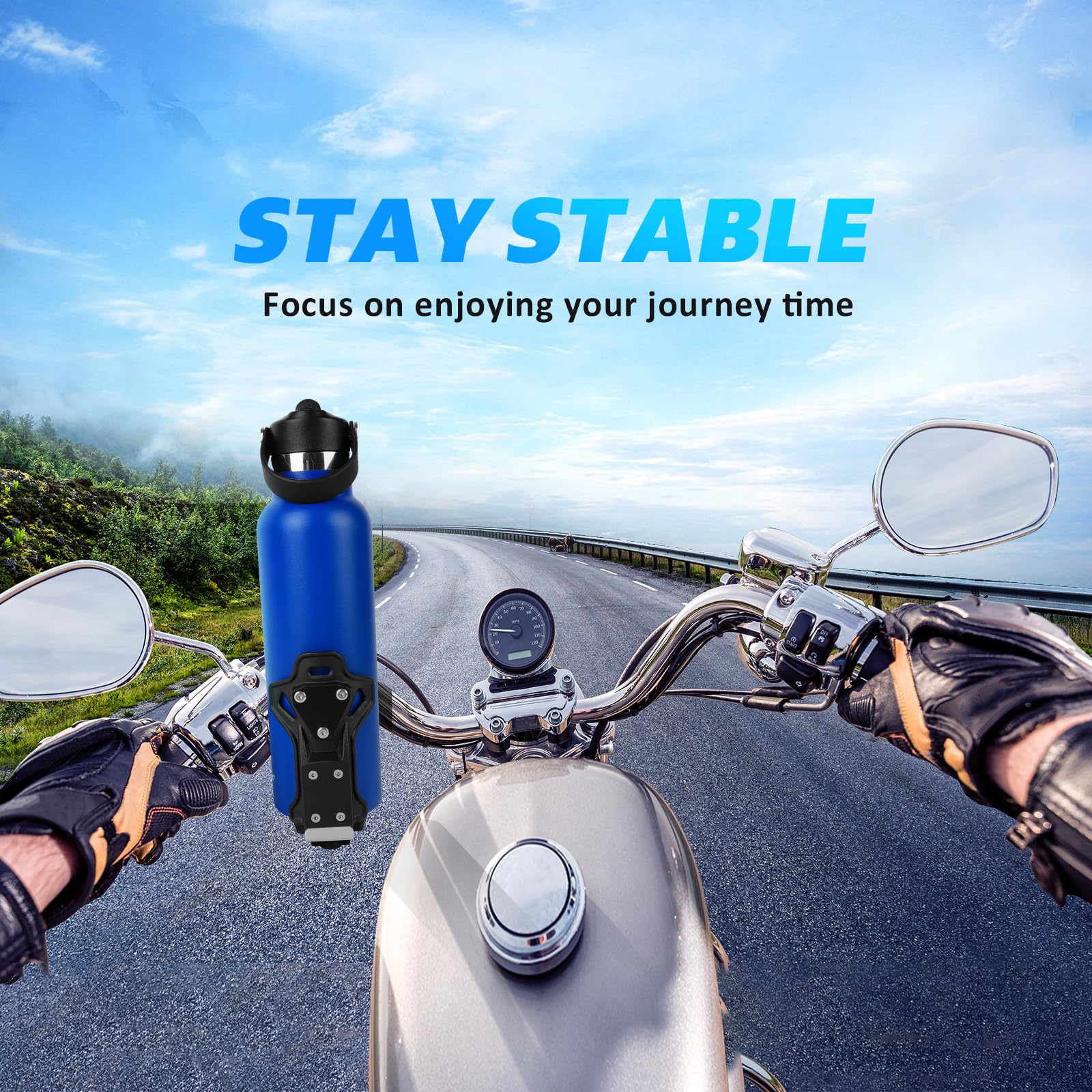 Universal Anti-Theft Motorcycle ATV Cup Holder - Extra Large 1.95-3.6 Inch Bike Water Bottle Holder with Metal Clamp for Scooters, Boats, Strollers & Wheelchairs | Perfect for Road Trips, Commuting & Outdoor Adventures