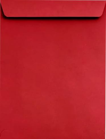 LUXPaper 10 x 13 Open End Envelopes - Peel & Press Self Seal - Ruby Red - 80lb. Text Weight - Pack of 1,000 - Perfect for Mailing, Invitations, Business Correspondence & Greeting Cards