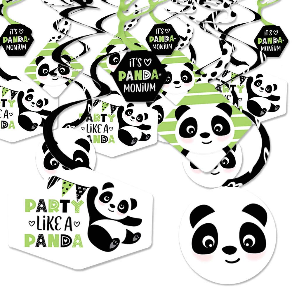 Big Dot of Happiness Party Like a Panda Bear Hanging Decorations - 40-Piece Baby Shower & Birthday Party Swirl Decor Set - Perfect for Nursery Decorations, Gender Reveals & Kids' Room Decor